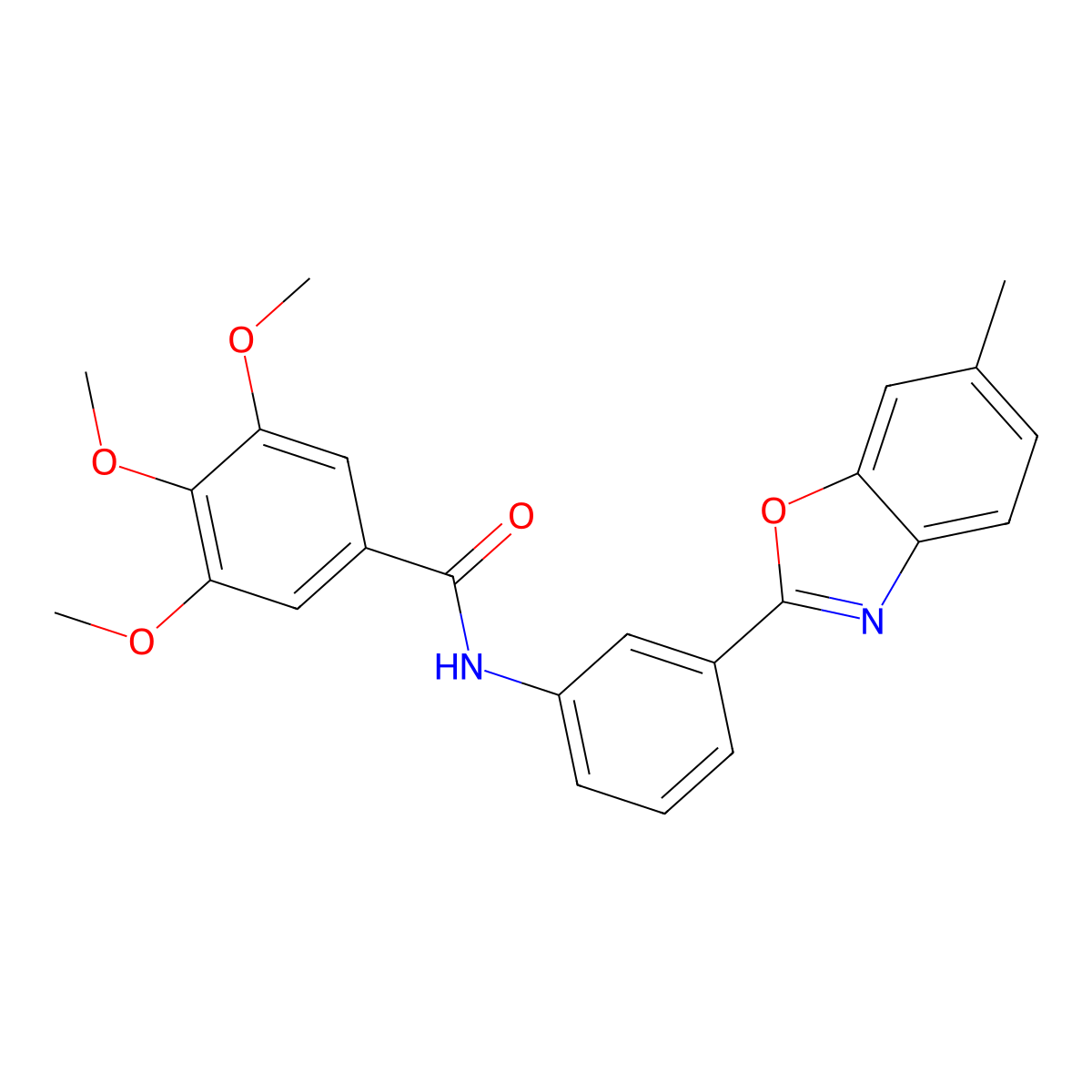 3,4,5-trimethoxy-N-[3-(6-methyl-1,3-benzoxazol-2-yl)phenyl]benzamide molecular structure, CAS 835897-82-0