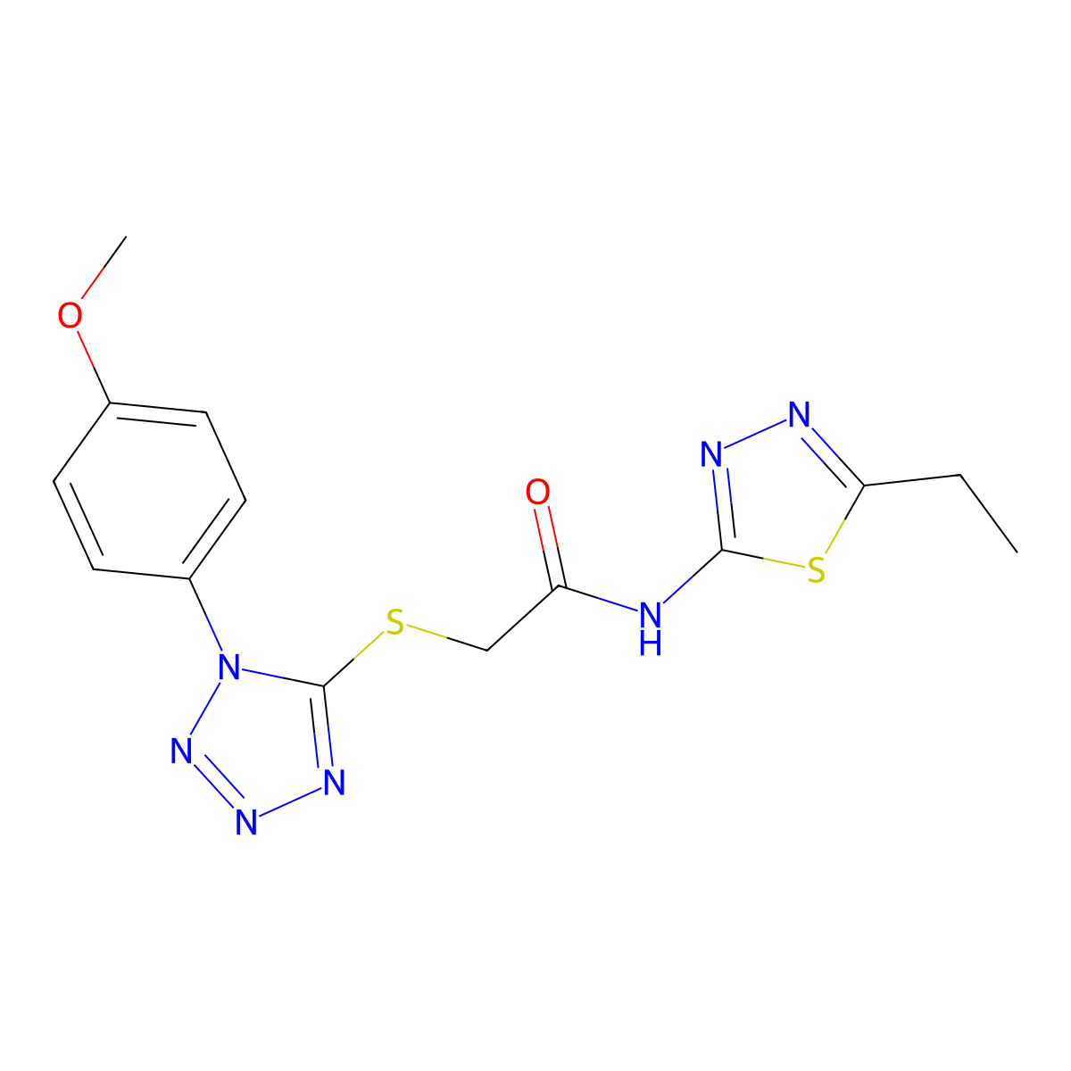 N-(5-ethyl-1,3,4-thiadiazol-2-yl)-2-[1-(4-methoxyphenyl)tetrazol-5-yl]sulfanylacetamide molecular structure, CAS 835897-84-2