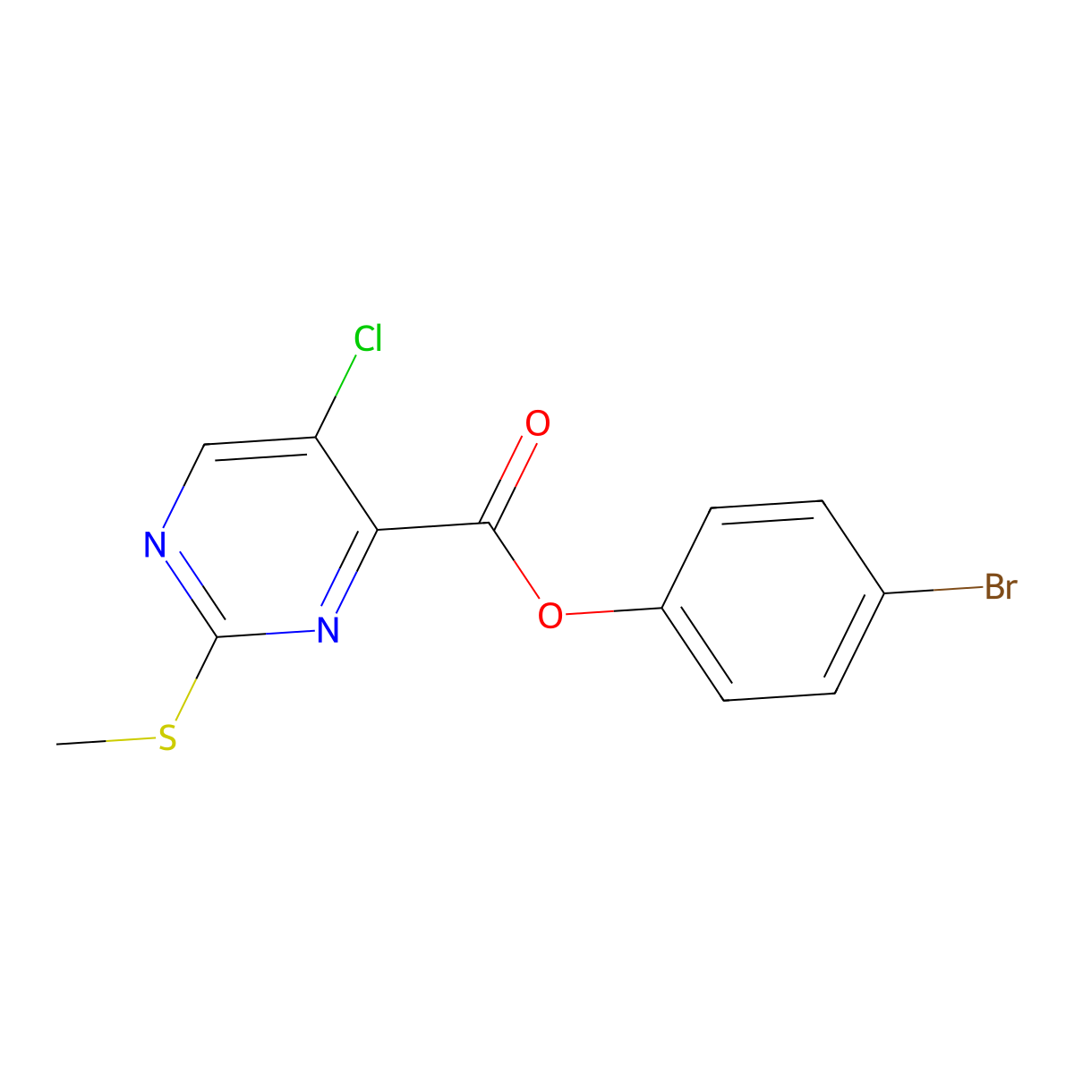 4-Bromophenyl 5-chloro-2-(methylsulfanyl)pyrimidine-4-carboxylate molecular structure, CAS 835897-92-2