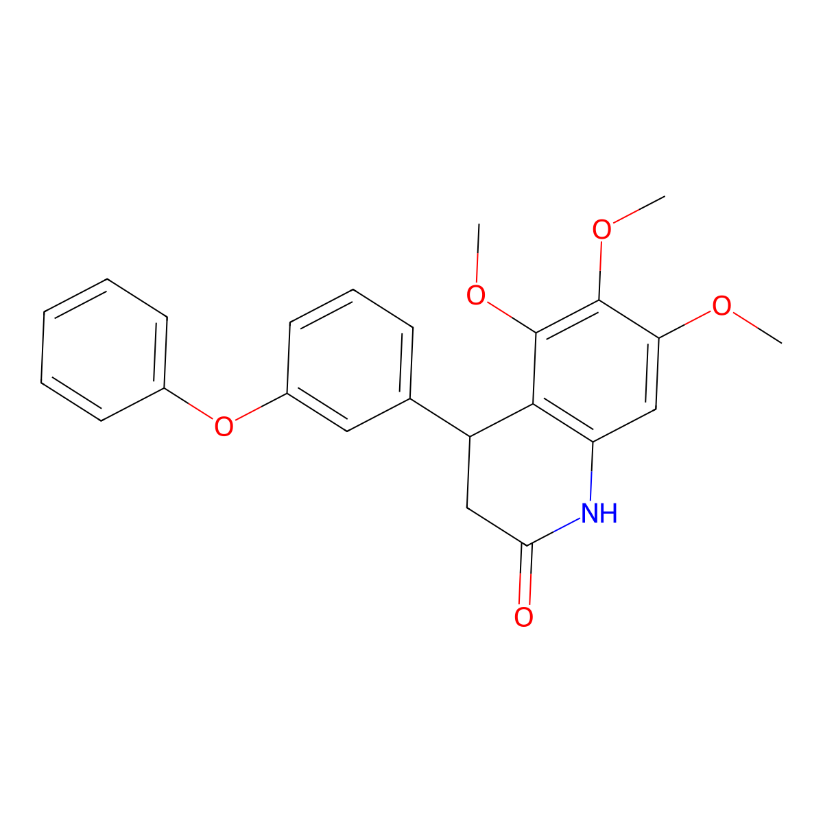 5,6,7-trimethoxy-4-(3-phenoxyphenyl)-3,4-dihydroquinolin-2(1H)-one molecular structure, CAS 835897-96-6