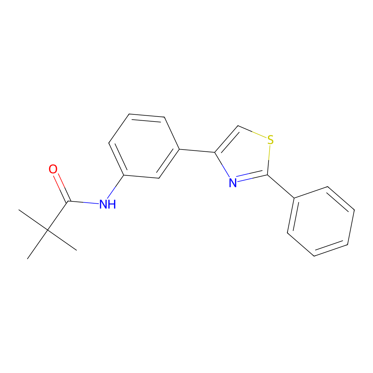 2,2-dimethyl-N-[3-(2-phenyl-1,3-thiazol-4-yl)phenyl]propanamide molecular structure, CAS 835898-03-8