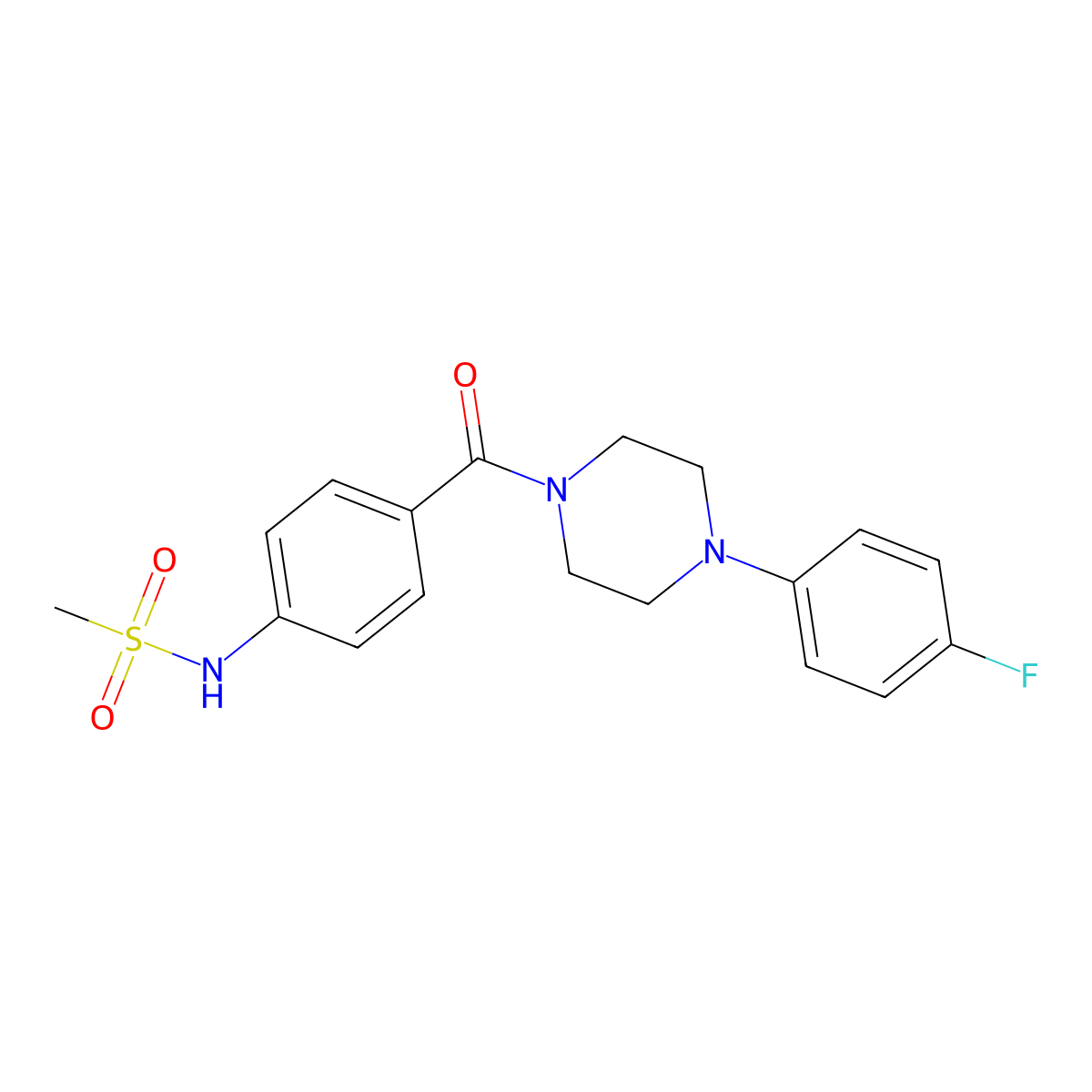 N-[4-[4-(4-fluorophenyl)piperazine-1-carbonyl]phenyl]methanesulfonamide molecular structure, CAS 835898-49-2
