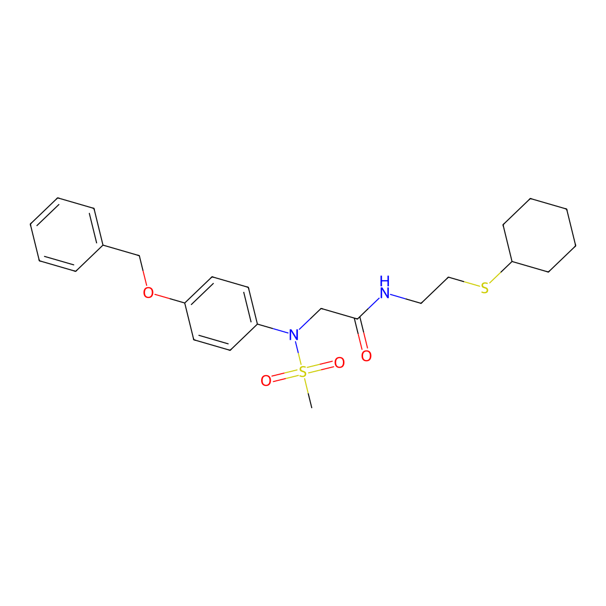 N-(2-cyclohexylsulfanylethyl)-2-(N-methylsulfonyl-4-phenylmethoxyanilino)acetamide molecular structure, CAS 835899-07-5