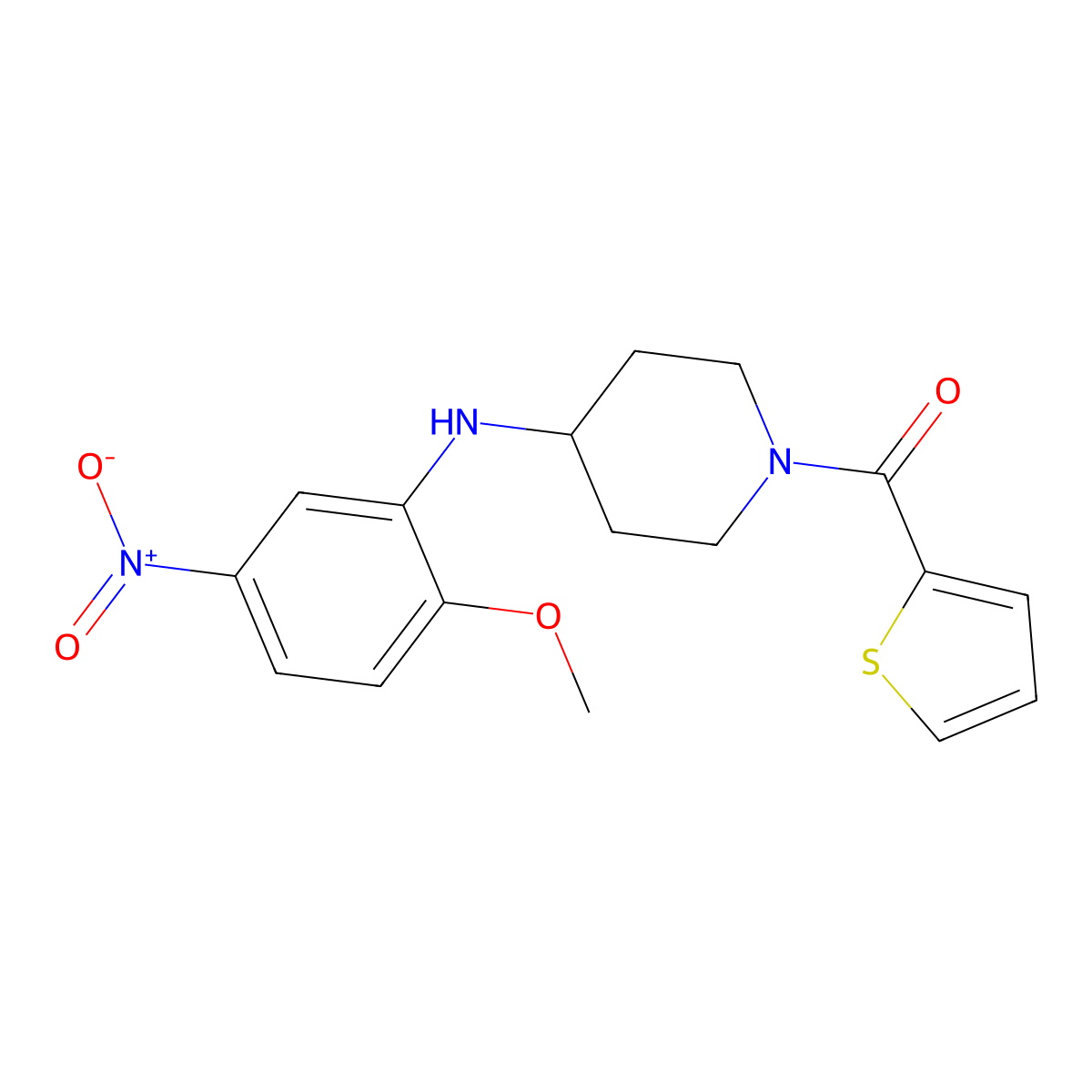 [4-(2-Methoxy-5-nitroanilino)piperidin-1-yl]-thiophen-2-ylmethanone molecular structure, CAS 835899-11-1
