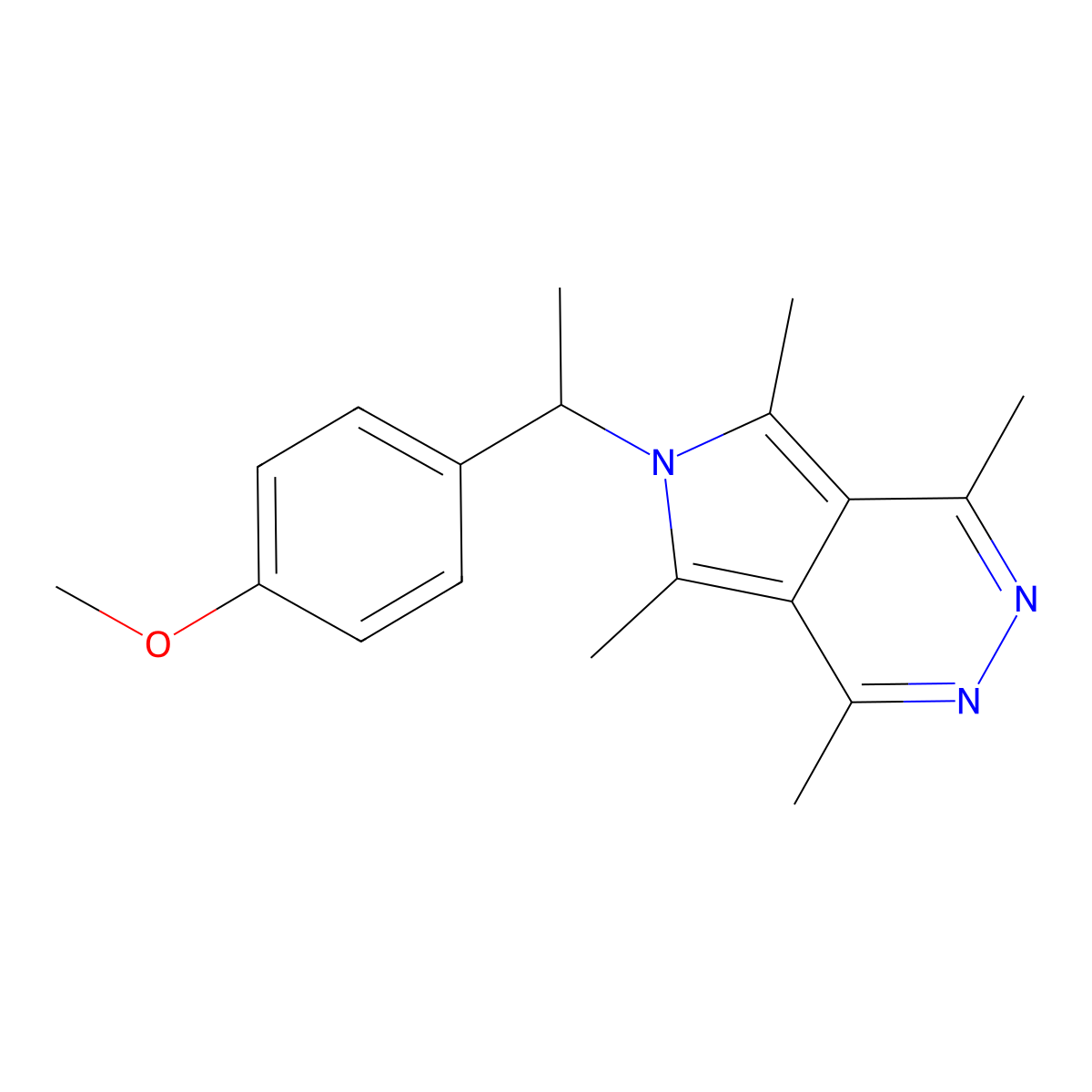 6-[1-(4-methoxyphenyl)ethyl]-1,4,5,7-tetramethyl-6H-pyrrolo[3,4-d]pyridazine molecular structure, CAS 835899-16-6
