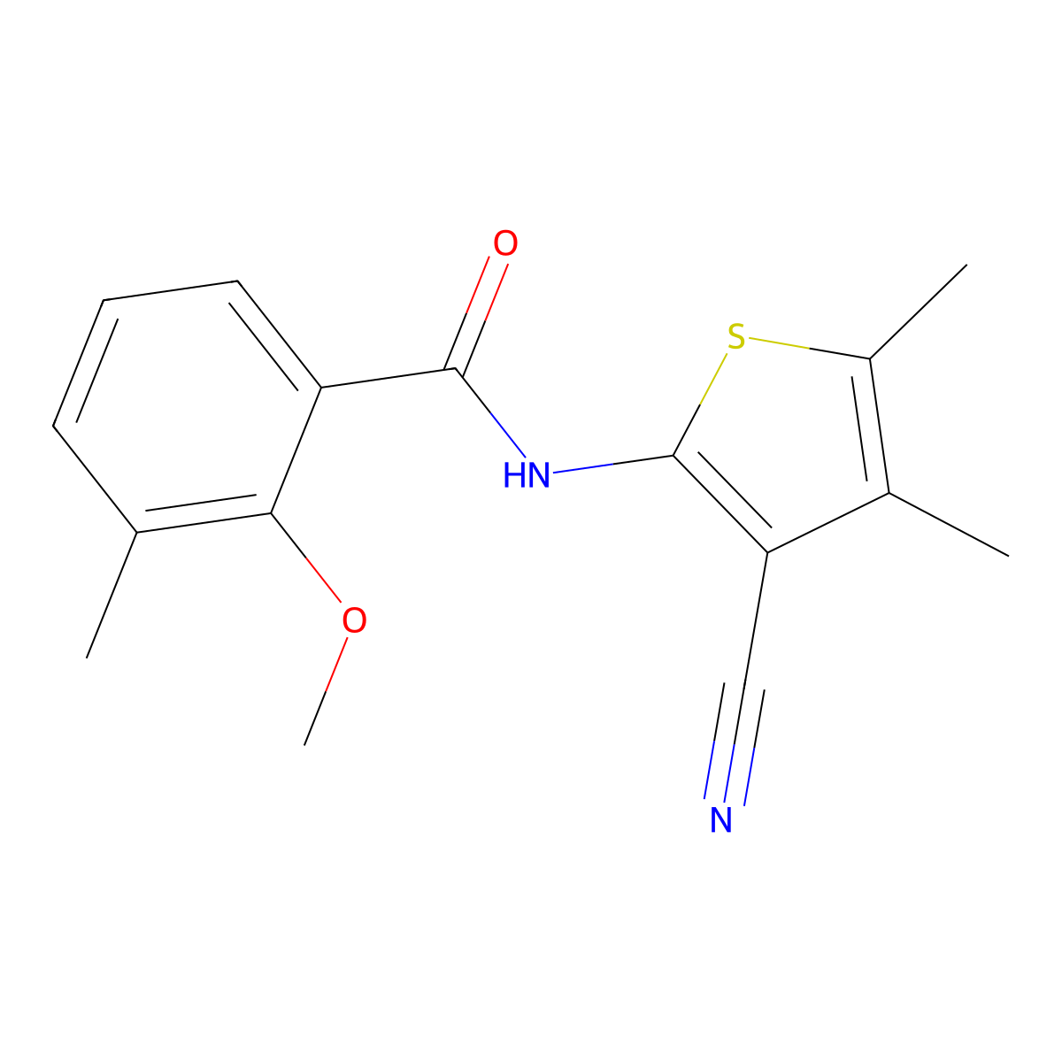 N-(3-cyano-4,5-dimethylthiophen-2-yl)-2-methoxy-3-methylbenzamide molecular structure, CAS 835899-30-4