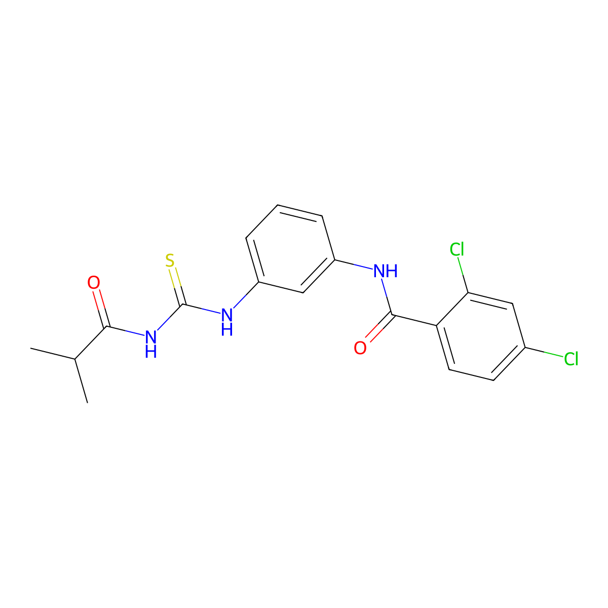 2,4-dichloro-N-[3-(2-methylpropanoylcarbamothioylamino)phenyl]benzamide molecular structure, CAS 835899-49-5