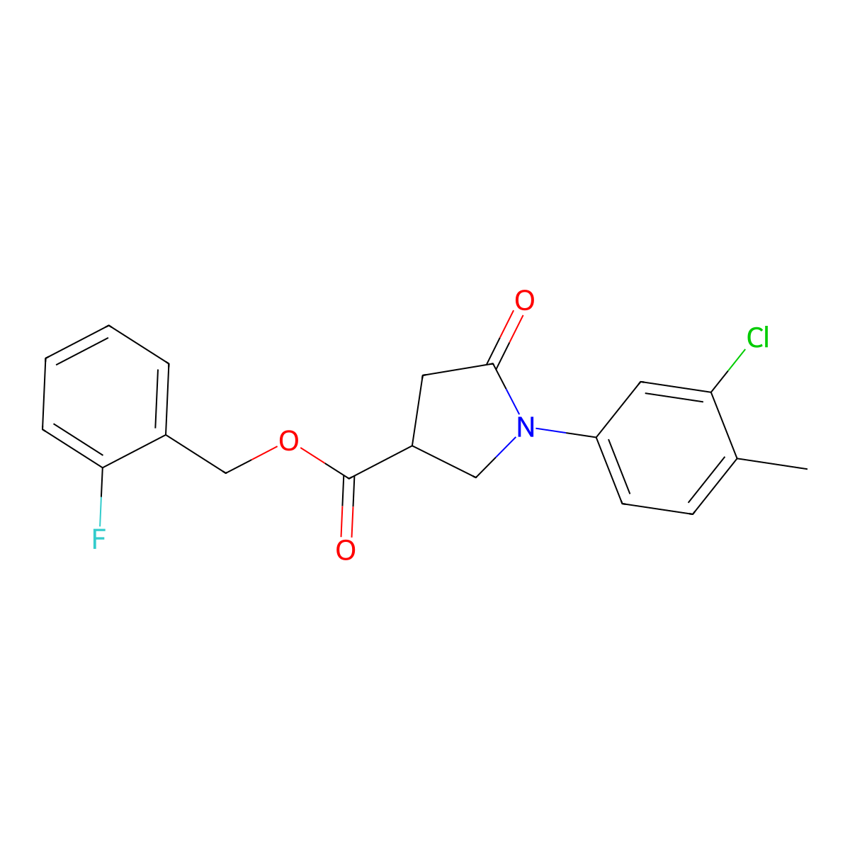 2-Fluorobenzyl 1-(3-chloro-4-methylphenyl)-5-oxopyrrolidine-3-carboxylate molecular structure, CAS 835899-81-5