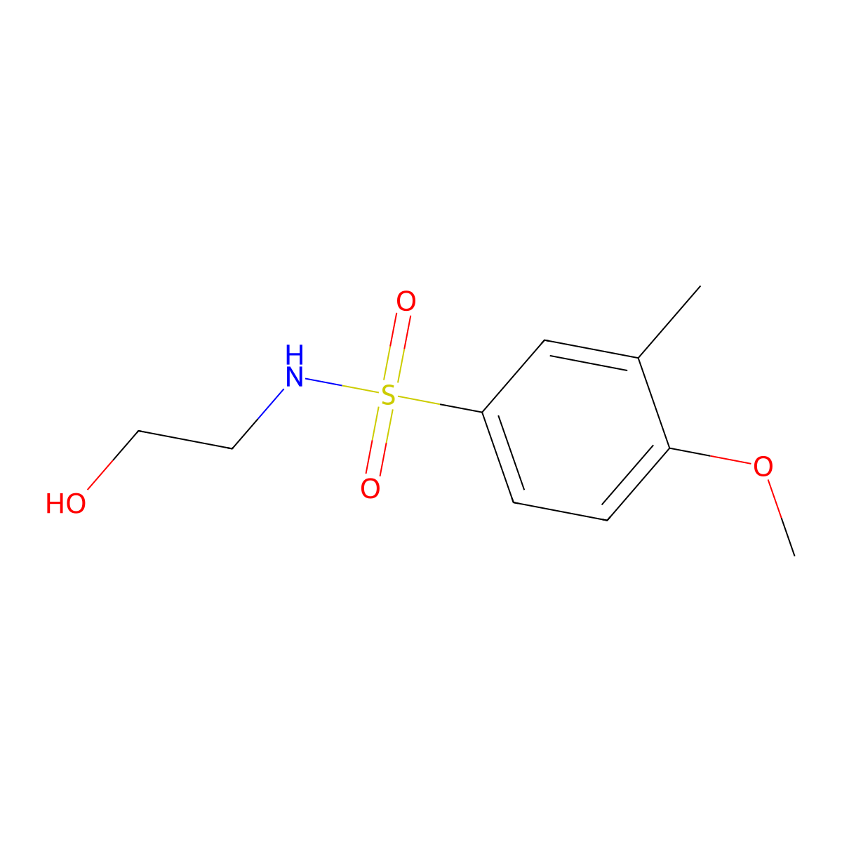 N-(2-hydroxyethyl)-4-methoxy-3-methylbenzenesulfonamide molecular structure, CAS 835899-96-2