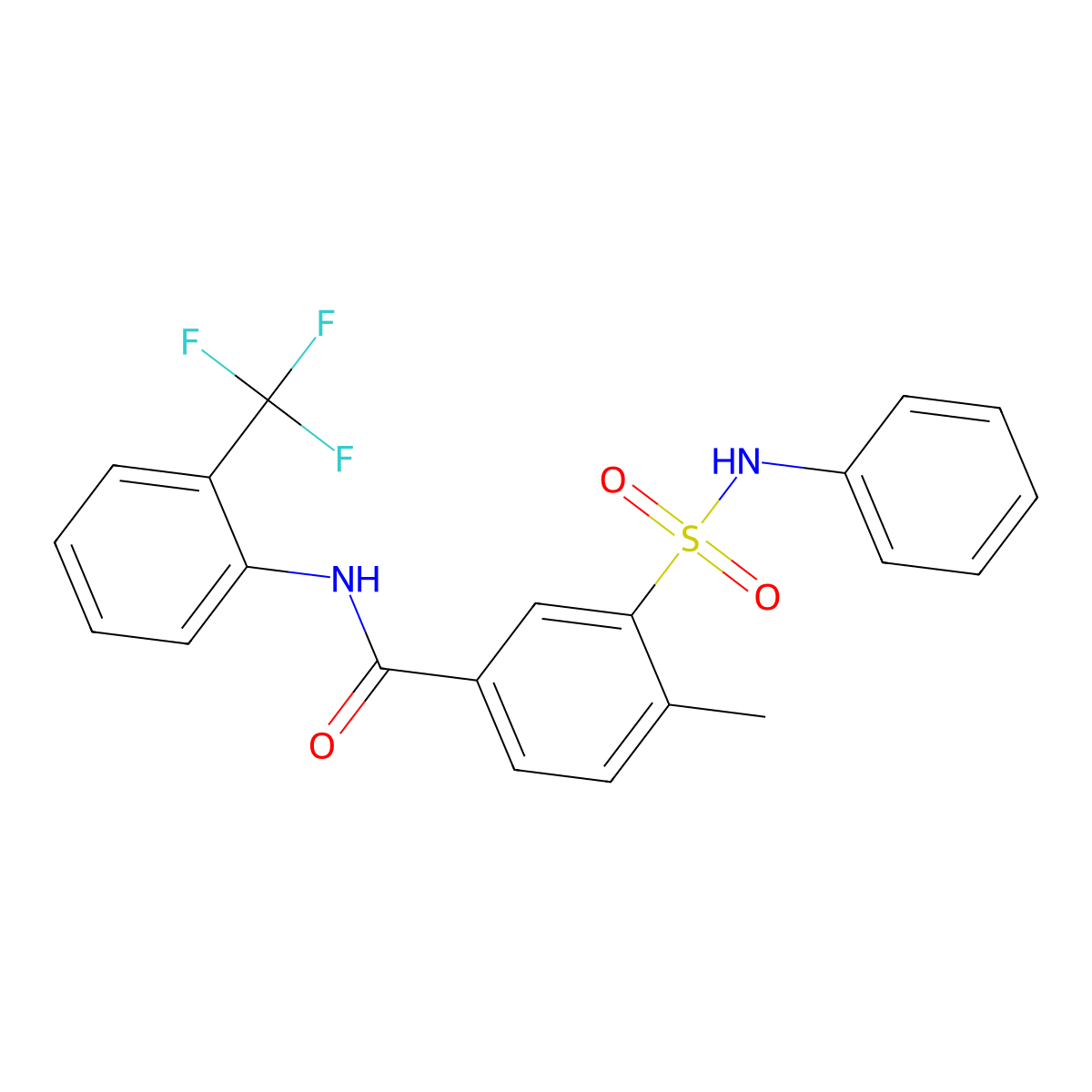 4-methyl-3-(phenylsulfamoyl)-N-[2-(trifluoromethyl)phenyl]benzamide molecular structure, CAS 835899-97-3