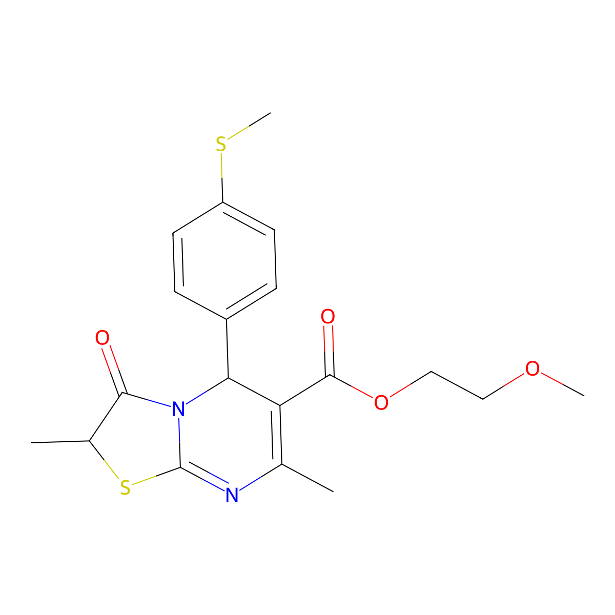 2-methoxyethyl 2,7-dimethyl-5-[4-(methylsulfanyl)phenyl]-3-oxo-2,3-dihydro-5H-[1,3]thiazolo[3,2-a]pyrimidine-6-carboxylate molecular structure, CAS 835906-31-5