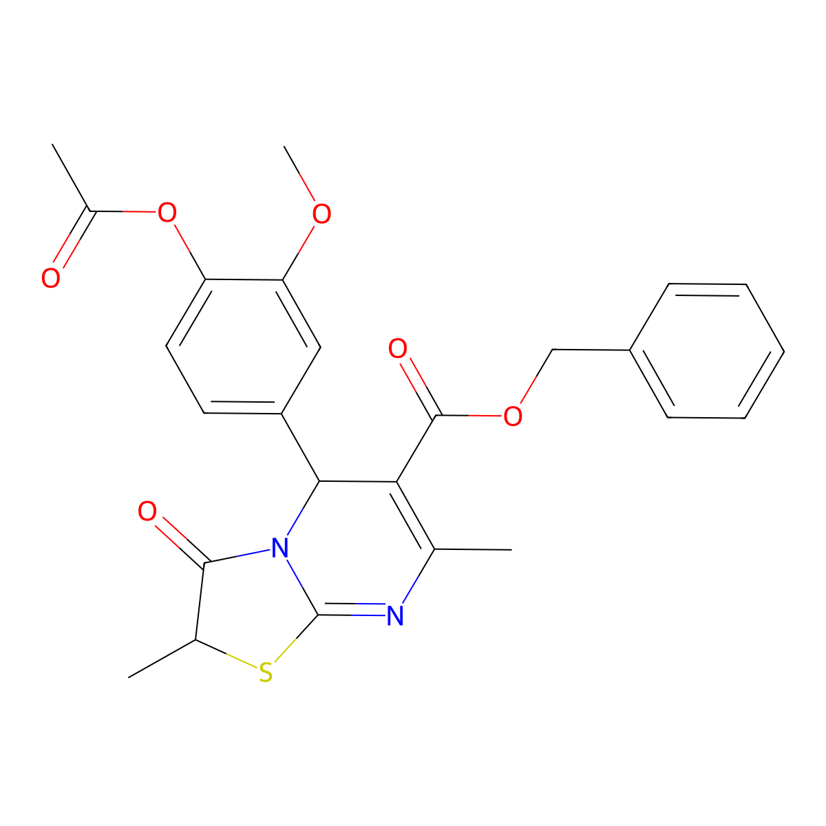 benzyl 5-[4-(acetyloxy)-3-methoxyphenyl]-2,7-dimethyl-3-oxo-2,3-dihydro-5H-[1,3]thiazolo[3,2-a]pyrimidine-6-carboxylate molecular structure, CAS 835908-04-8