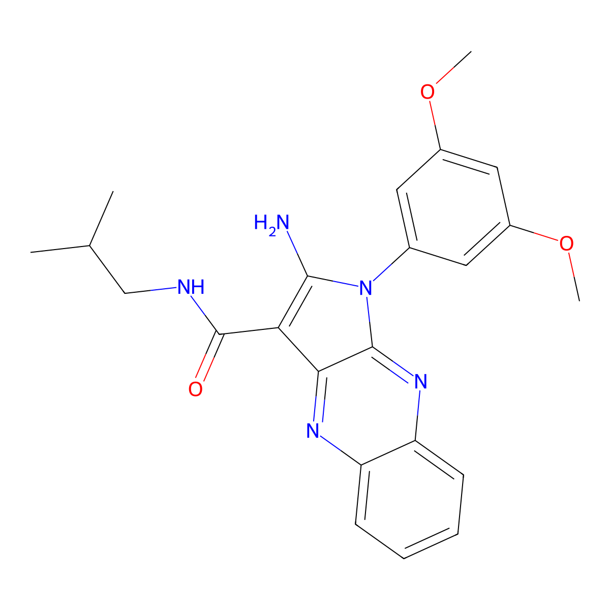 2-amino-1-(3,5-dimethoxyphenyl)-N-isobutyl-1H-pyrrolo[2,3-b]quinoxaline-3-carboxamide molecular structure, CAS 835908-27-5