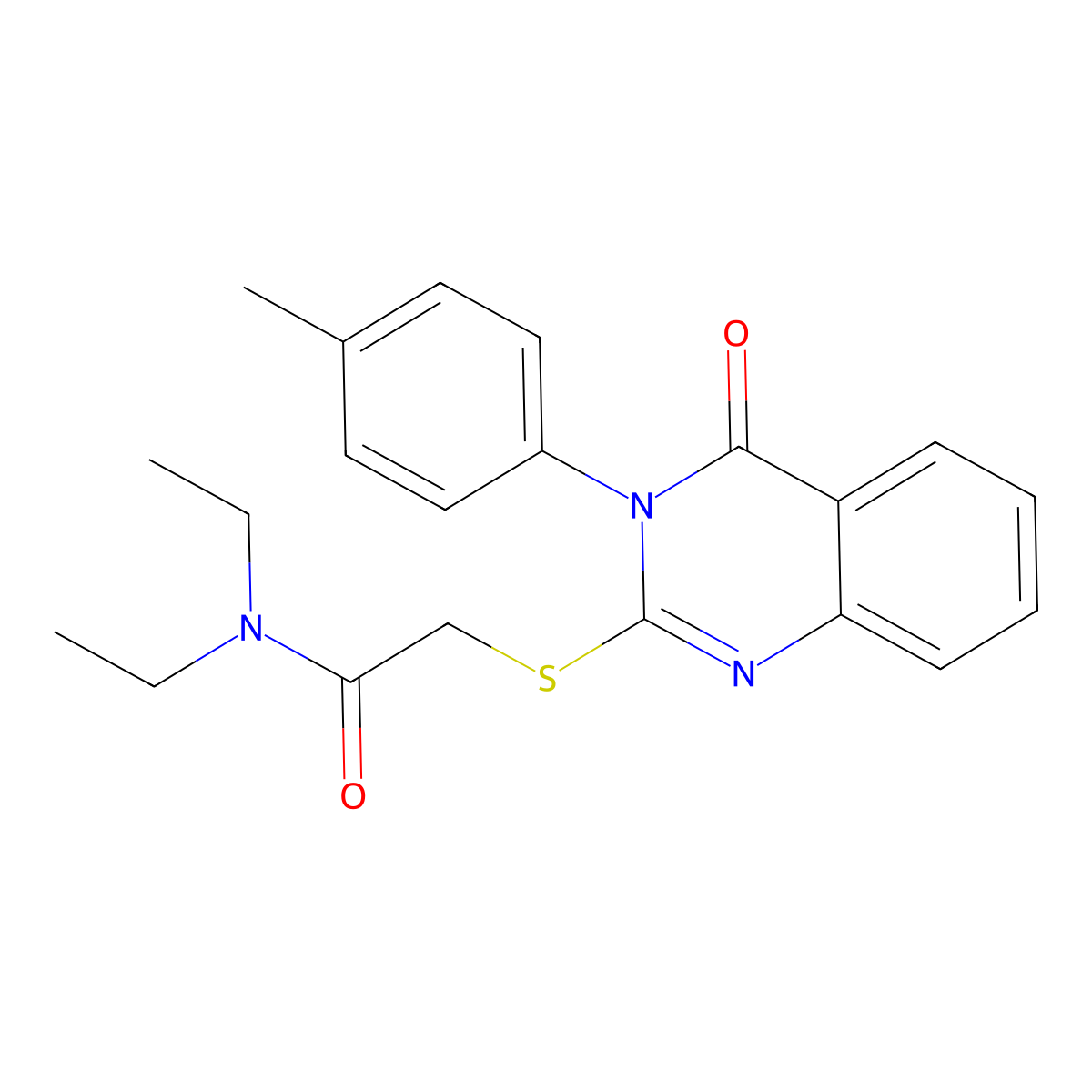 N,N-Diethyl-2-((3-(4-methyl-PH)-4-oxo-3,4-dihydro-2-quinazolinyl)thio)acetamide molecular structure, CAS 83591-68-8
