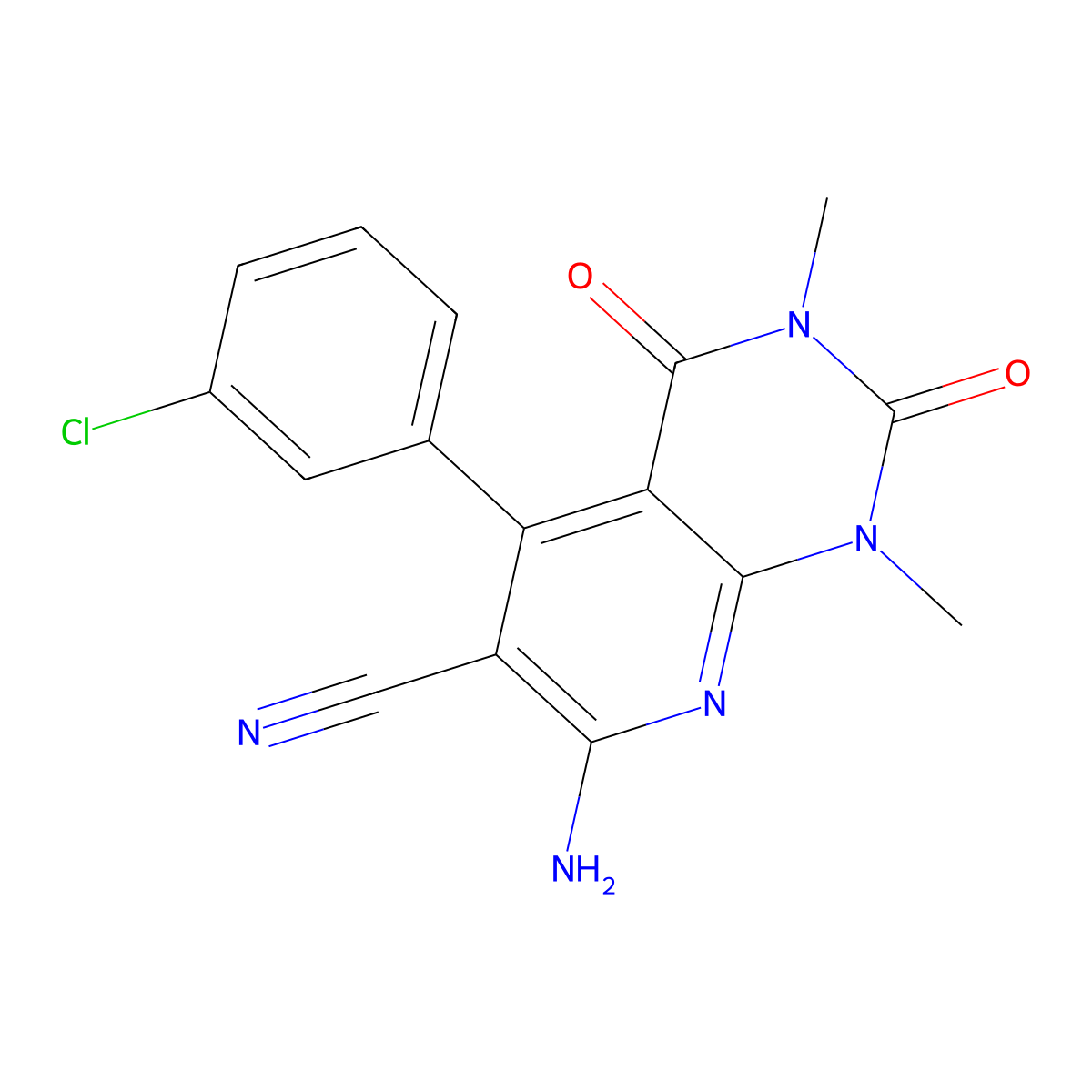 7-Amino-5-(3-chlorophenyl)-1,3-dimethyl-2,4-dioxopyrido[2,3-d]pyrimidine-6-carbonitrile molecular structure, CAS 835911-61-0