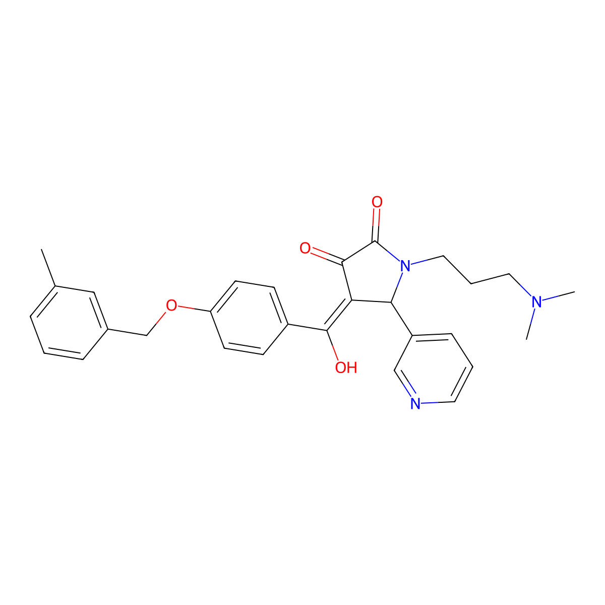 1-[3-(dimethylamino)propyl]-3-hydroxy-4-{4-[(3-methylphenyl)methoxy]benzoyl}-5-(pyridin-3-yl)-2,5-dihydro-1H-pyrrol-2-one molecular structure, CAS 835911-80-3