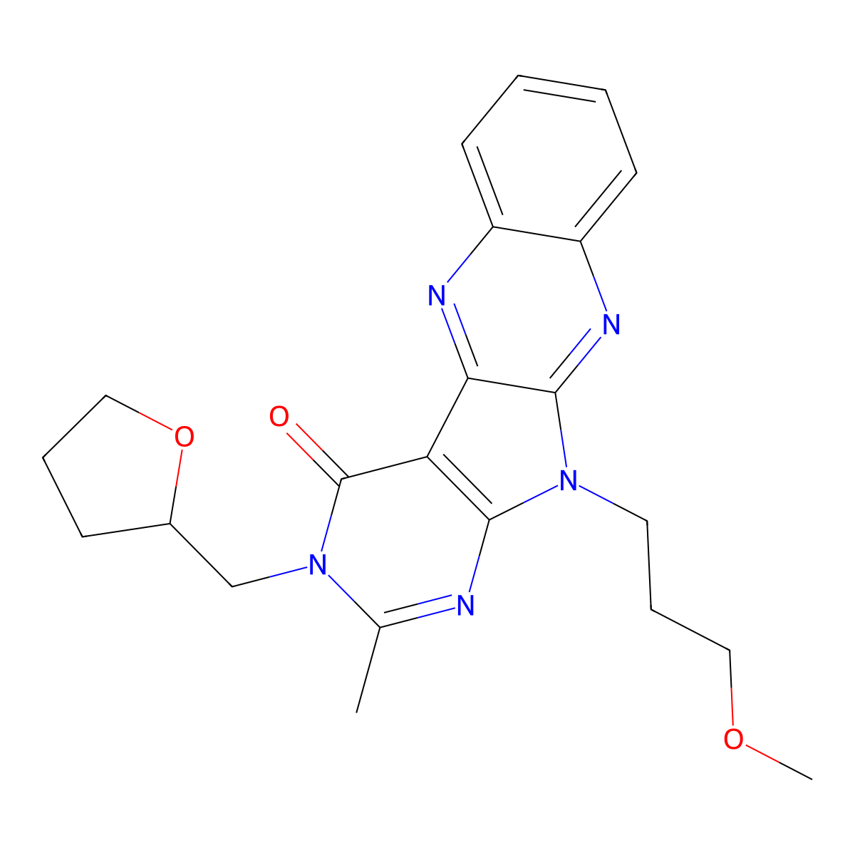 11-(3-methoxypropyl)-2-methyl-3-((tetrahydrofuran-2-yl)methyl)-3H-pyrimido[5',4':4,5]pyrrolo[2,3-b]quinoxalin-4(11H)-one molecular structure, CAS 835911-81-4