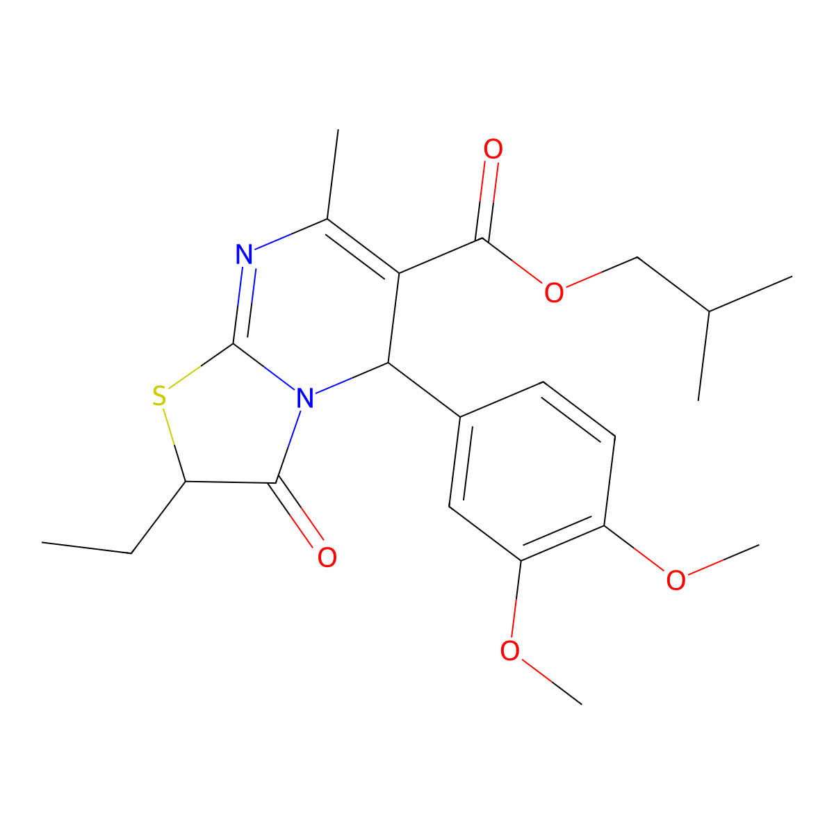 2-methylpropyl 5-(3,4-dimethoxyphenyl)-2-ethyl-7-methyl-3-oxo-2H,3H,5H-[1,3]thiazolo[3,2-a]pyrimidine-6-carboxylate molecular structure, CAS 835912-04-4