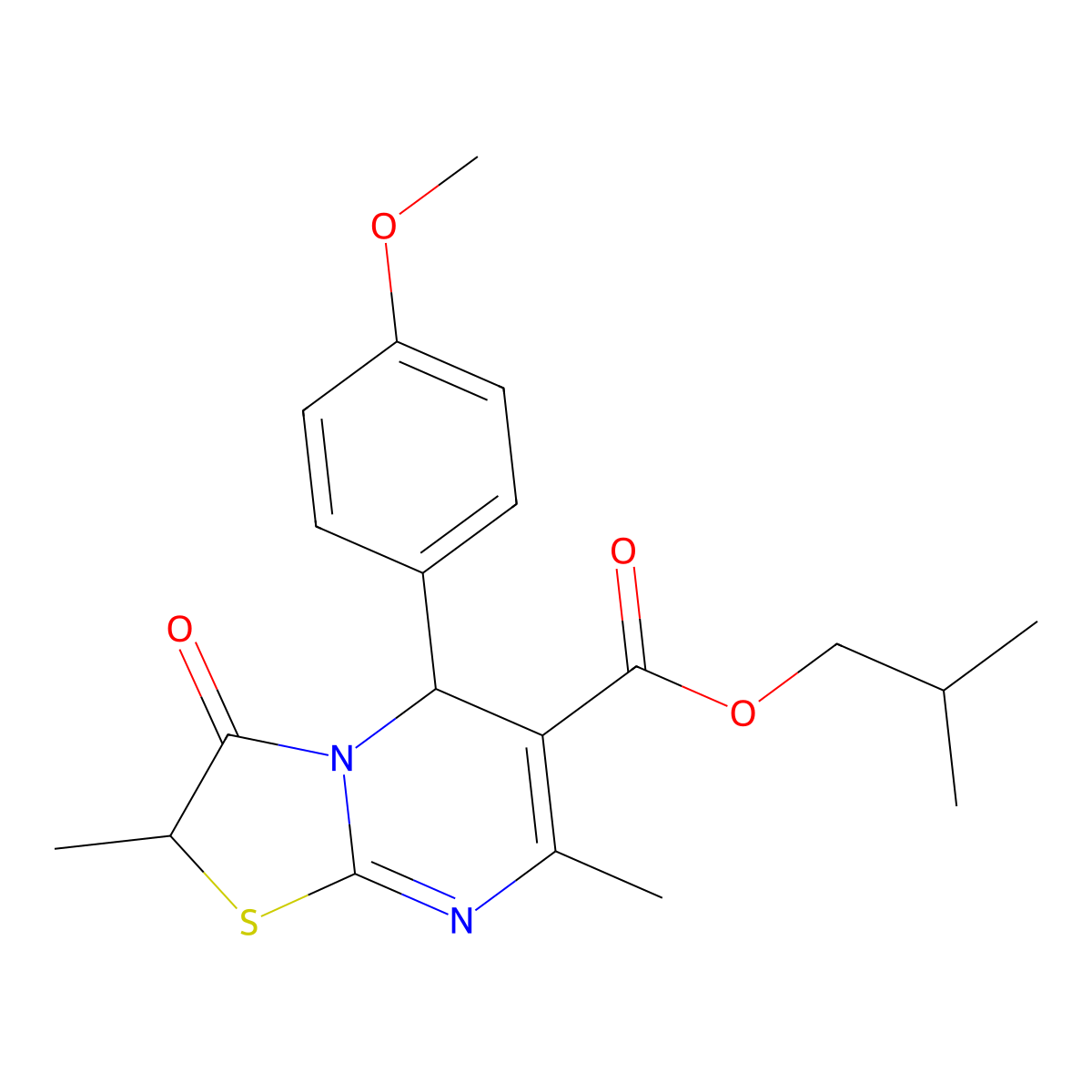 2-methylpropyl 5-(4-methoxyphenyl)-2,7-dimethyl-3-oxo-2,3-dihydro-5H-[1,3]thiazolo[3,2-a]pyrimidine-6-carboxylate molecular structure, CAS 835912-17-9