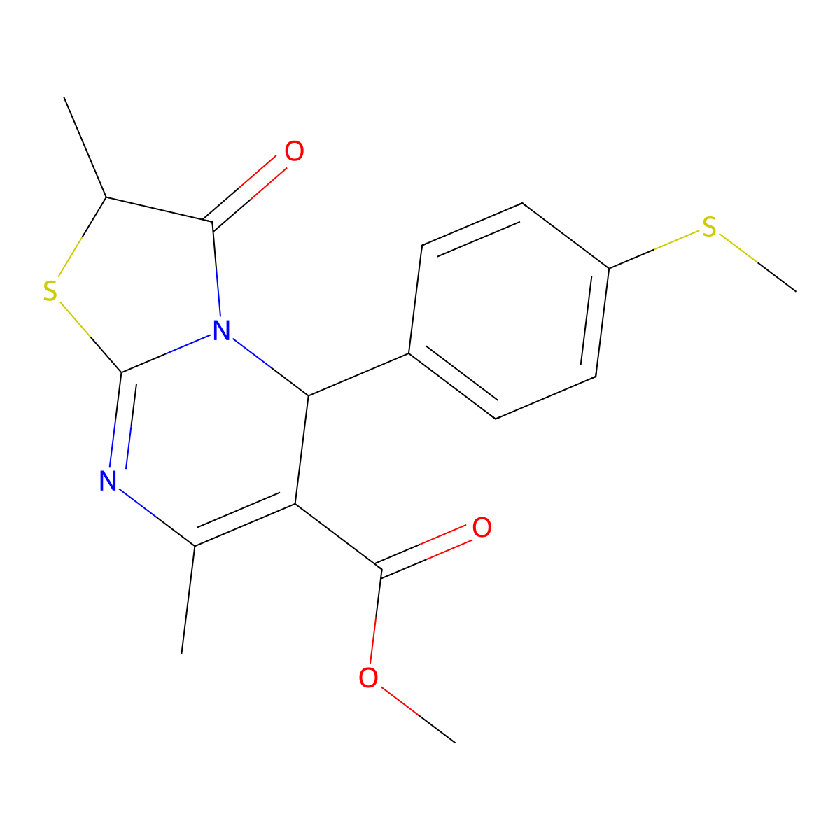 methyl 2,7-dimethyl-5-[4-(methylsulfanyl)phenyl]-3-oxo-2,3-dihydro-5H-[1,3]thiazolo[3,2-a]pyrimidine-6-carboxylate molecular structure, CAS 835912-34-0