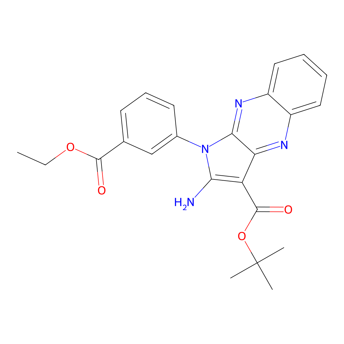 Tert-butyl 2-amino-1-(3-ethoxycarbonylphenyl)pyrrolo[3,2-b]quinoxaline-3-carboxylate molecular structure, CAS 835912-47-5