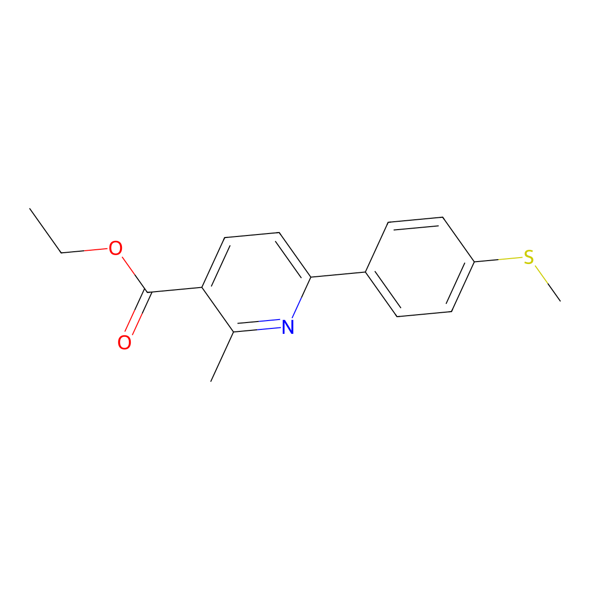 Ethyl 2-methyl-6-(4-(methylthio)phenyl)pyridine-3-carboxylate molecular structure, CAS 835913-11-6