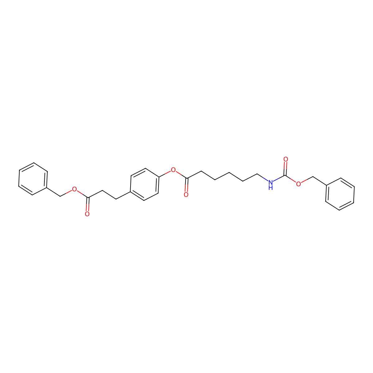 Benzyl 3-(4-(N-Benzyloxycarbonxyl-6-aminocaproyloxy)phenyl)propionate molecular structure, CAS 83592-08-9