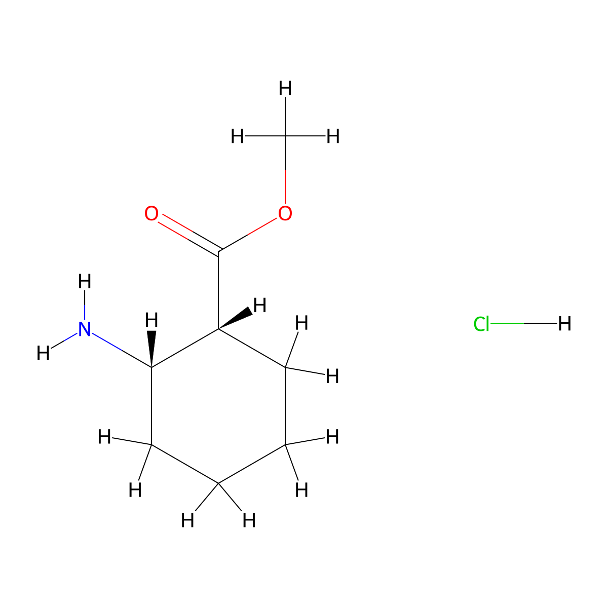 rac-methyl (1R,2S)-2-aminocyclohexane-1-carboxylate hydrochloride molecular structure, CAS 835926-44-8