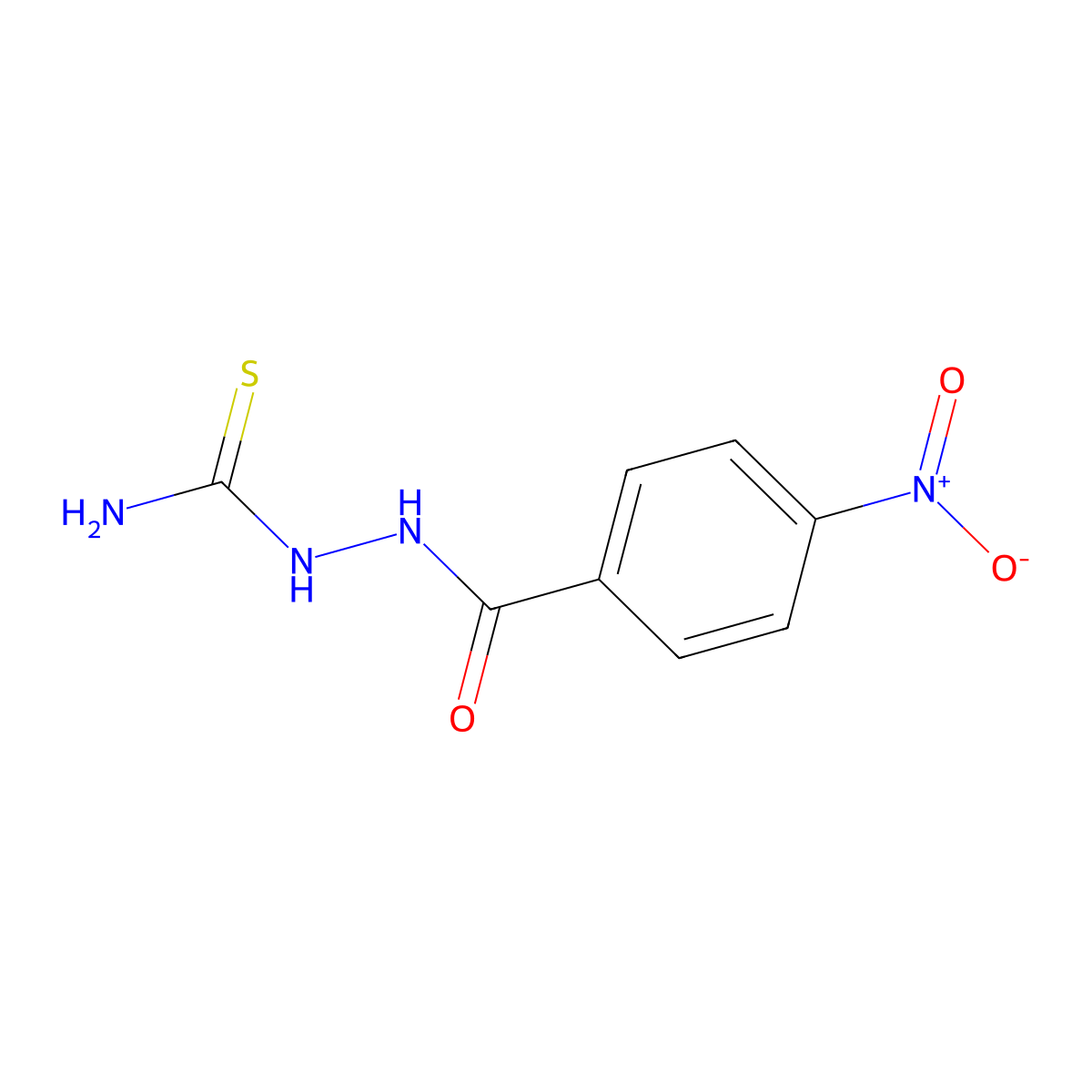 Benzoic acid, 4-nitro-, 2-(aminothioxomethyl)hydrazide molecular structure, CAS 836-16-8
