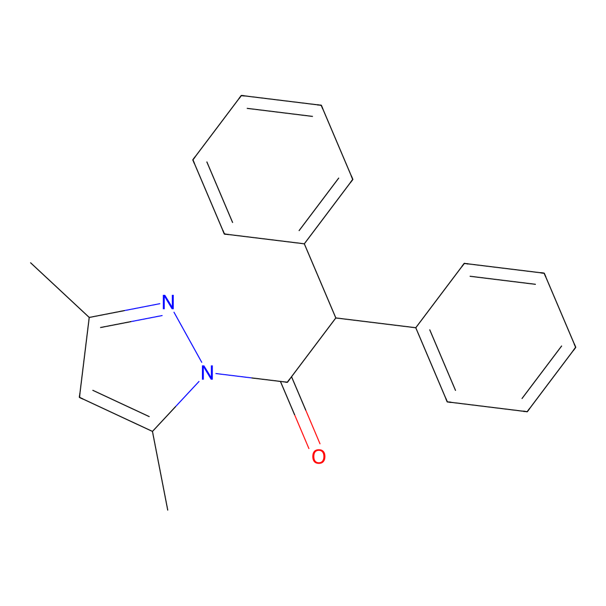 1-(3,5-Dimethylpyrazol-1-yl)-2,2-diphenylethanone molecular structure, CAS 83612-47-9