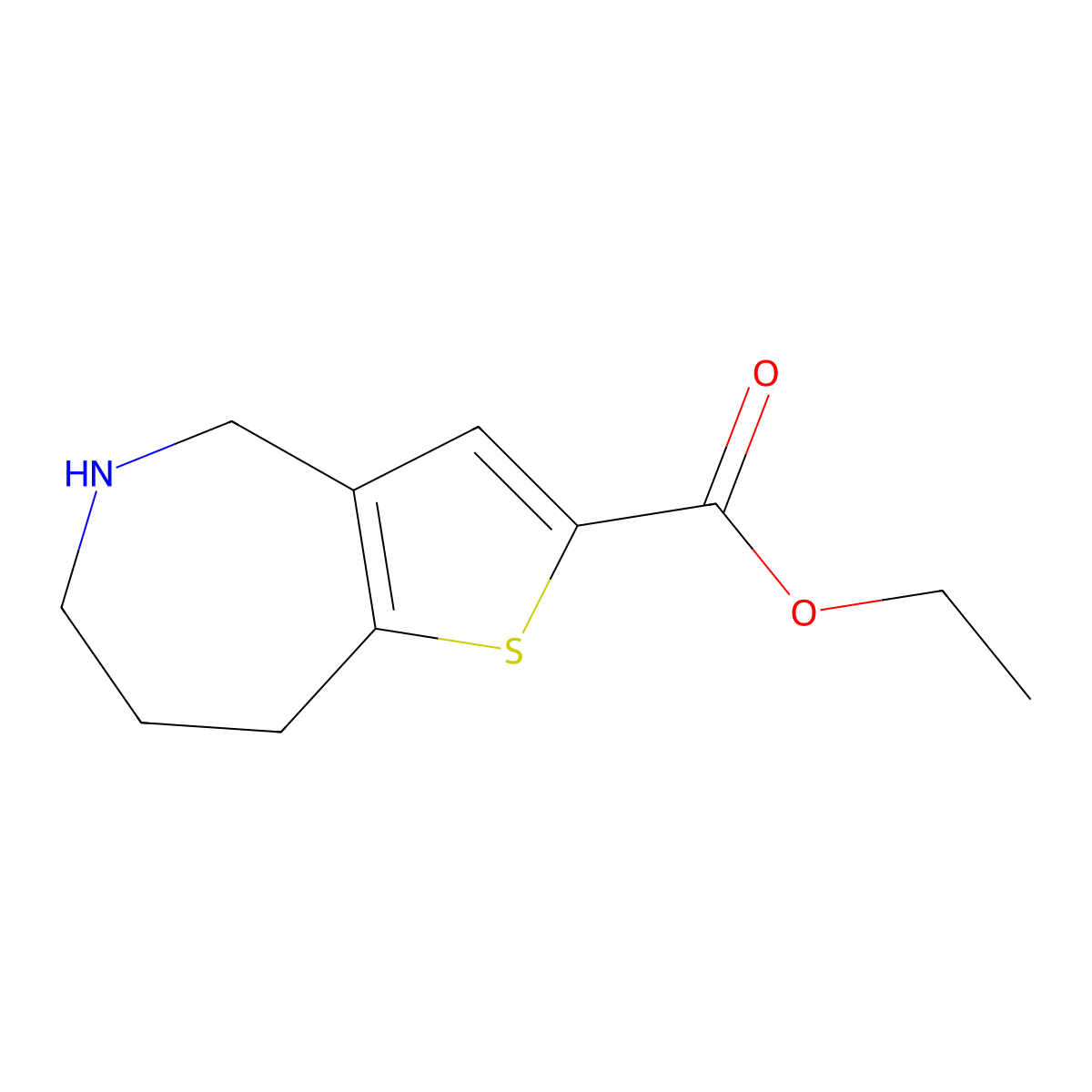 ethyl 4H,5H,6H,7H,8H-thieno[3,2-c]azepine-2-carboxylate molecular structure, CAS 83613-63-2