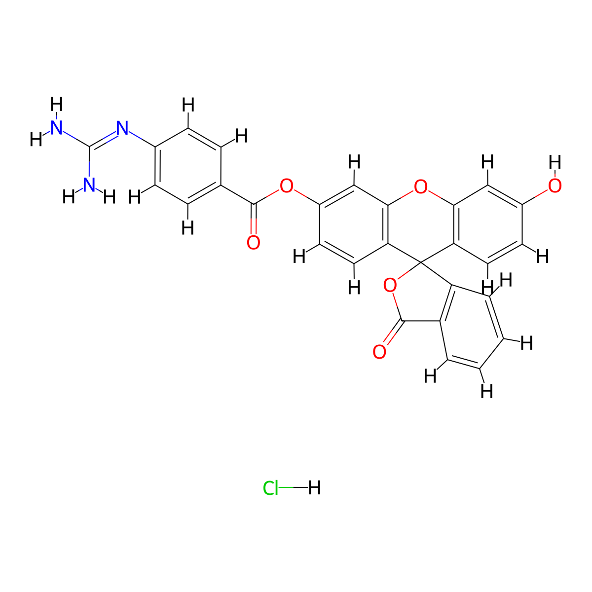 Fluorescein mono-p-guanidinobenzoate molecular structure, CAS 83616-10-8