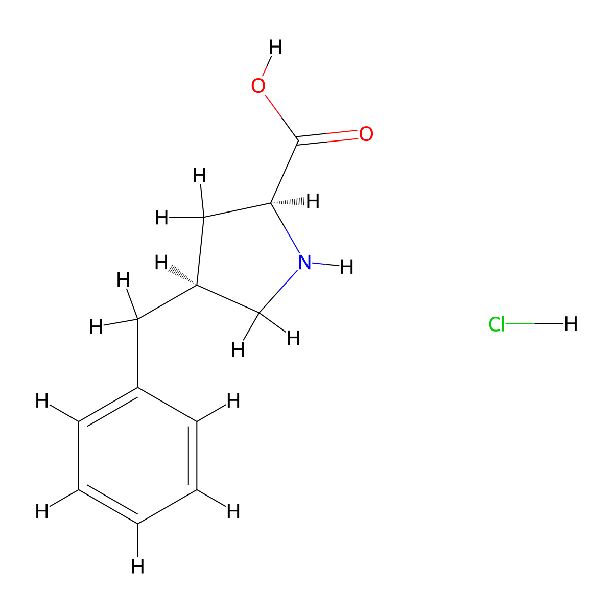 (2S,4S)-4-benzylpyrrolidine-2-carboxylic Acid Hydrochloride molecular structure, CAS 83623-77-2