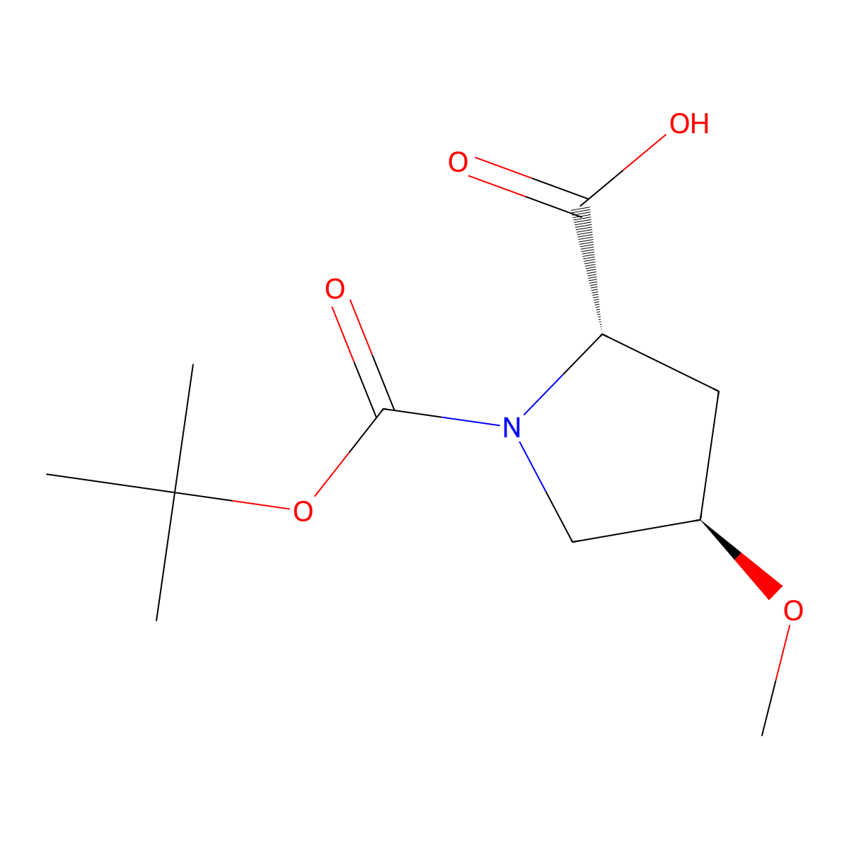 (2S,4R)-1-[(tert-butoxy)carbonyl]-4-methoxypyrrolidine-2-carboxylic acid molecular structure, CAS 83624-01-5