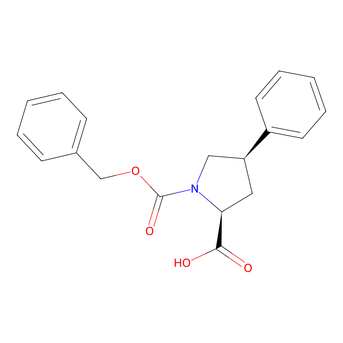 rac-(2R,4S)-1-[(benzyloxy)carbonyl]-4-phenylpyrrolidine-2-carboxylic acid molecular structure, CAS 83624-24-2