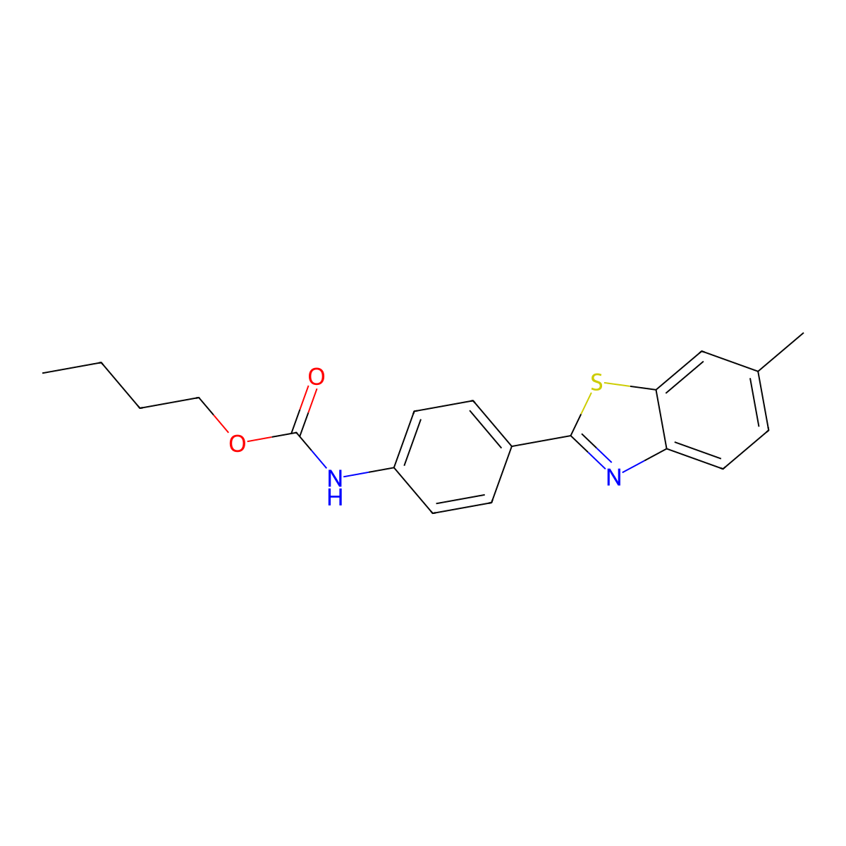 Butyl [4-(6-methyl-1,3-benzothiazol-2-yl)phenyl]carbamate molecular structure, CAS 83644-13-7