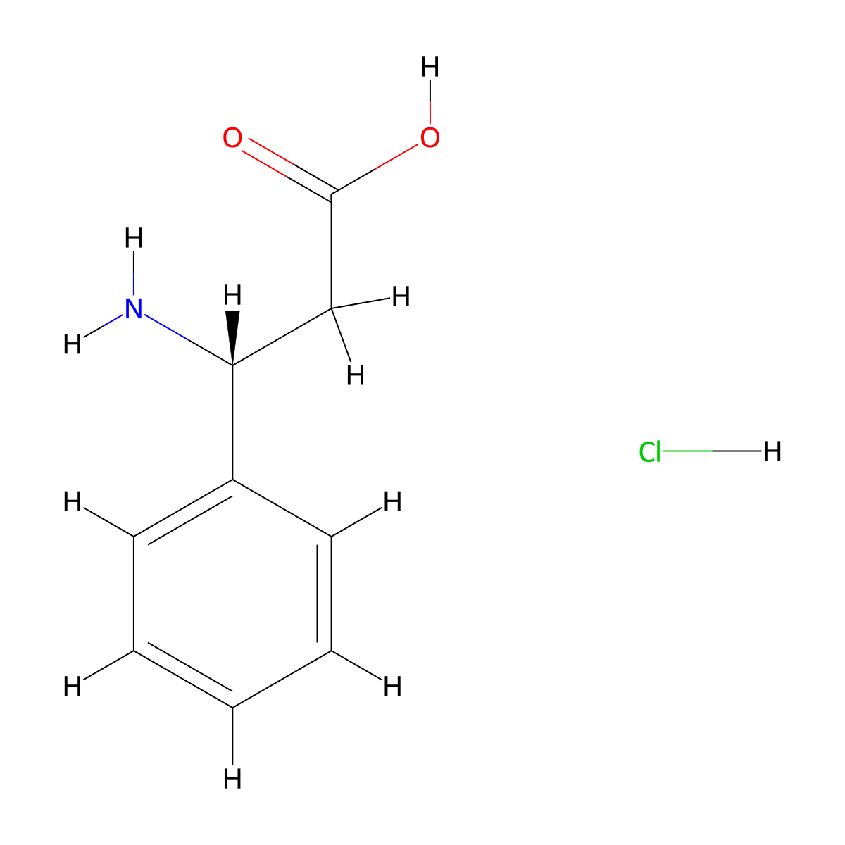 (3R)-3-amino-3-phenylpropanoic acid hydrochloride molecular structure, CAS 83649-48-3