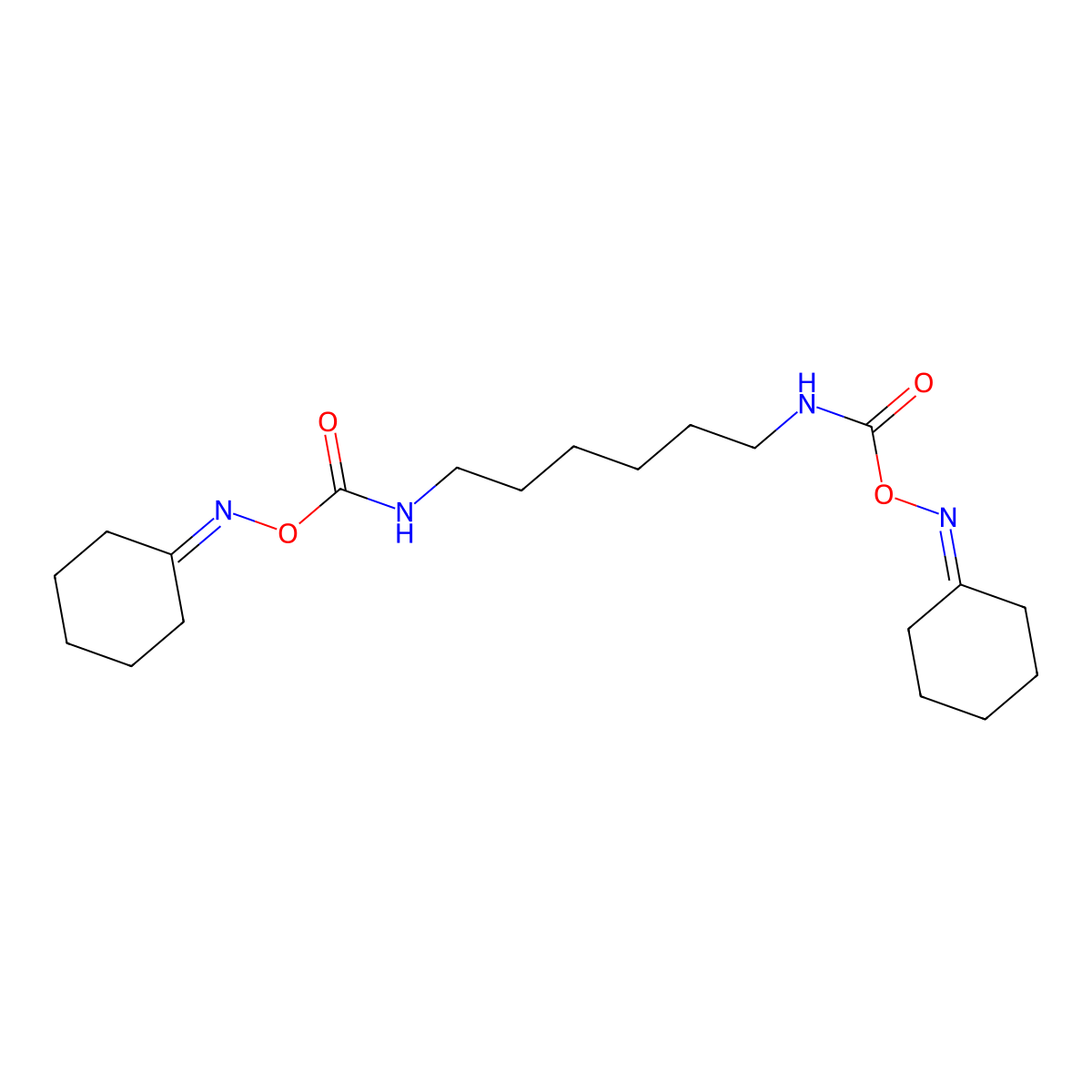 Cyclohexanone 1,1'-(O,O'-(1,6-hexanediylbis(iminocarbonyl))dioxime) molecular structure, CAS 83654-05-1