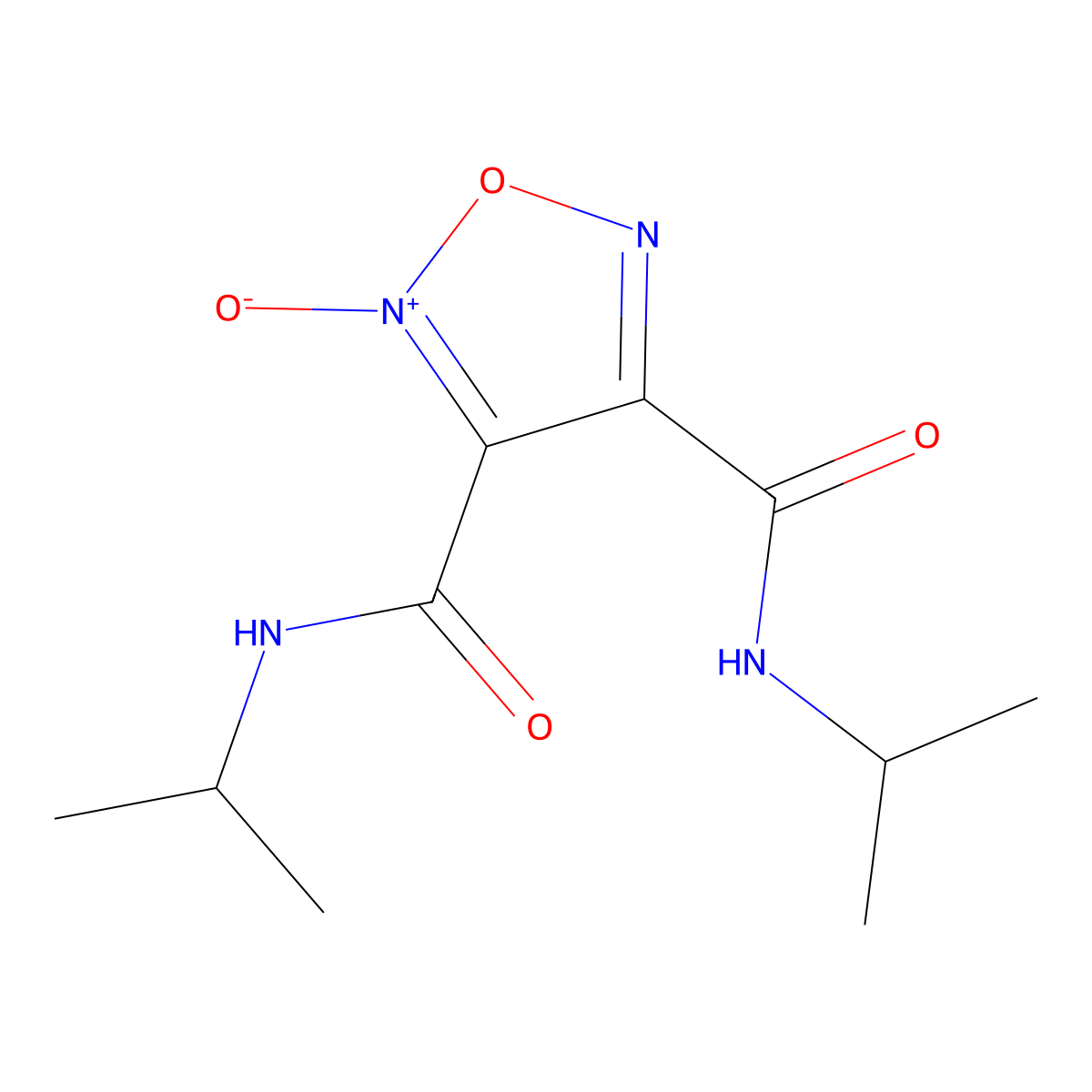 1,2,5-Oxadiazole-3,4-dicarboxamide, N3,N4-bis(1-methylethyl)-, 2-oxide molecular structure, CAS 83656-38-6