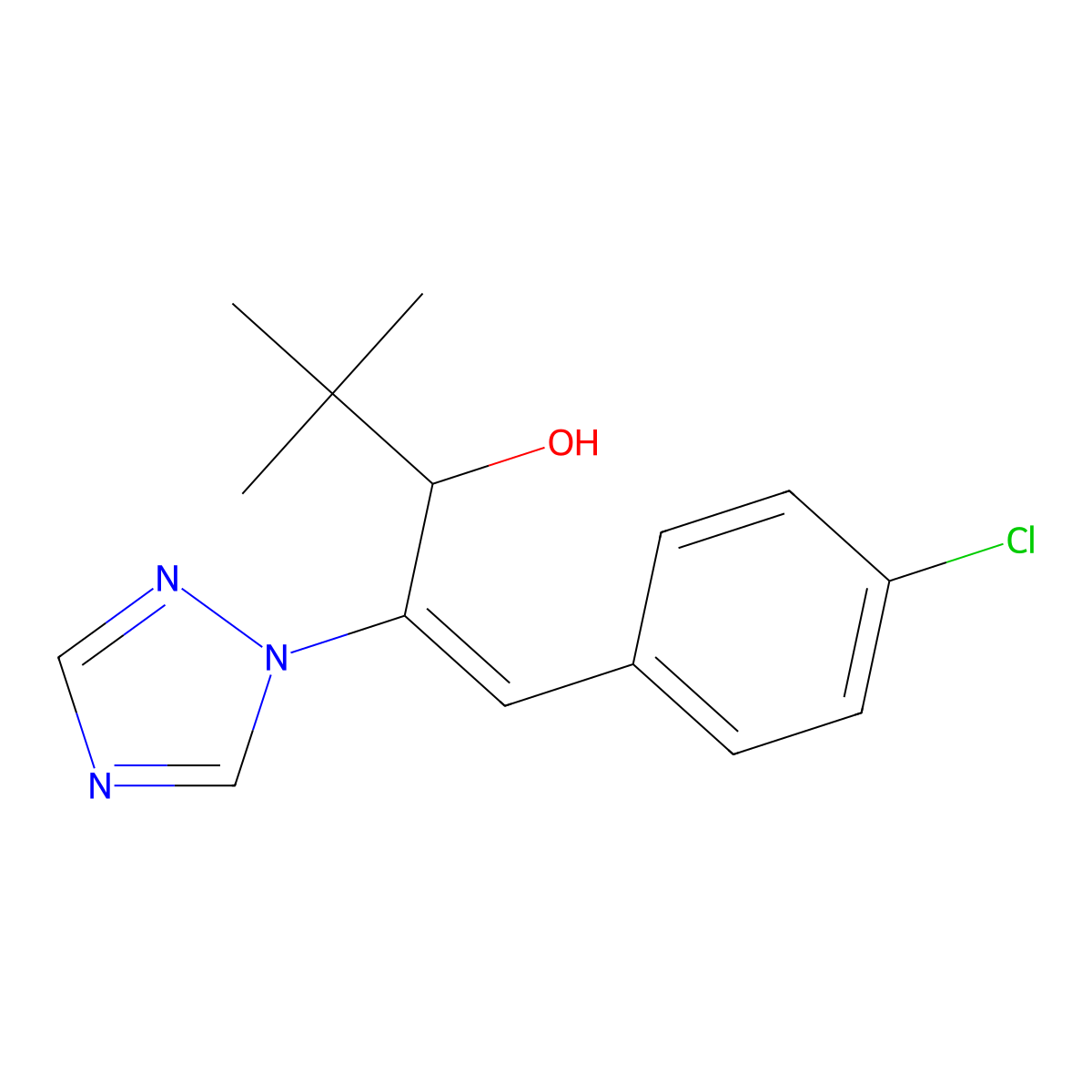 Uniconazole molecular structure, CAS 83657-22-1