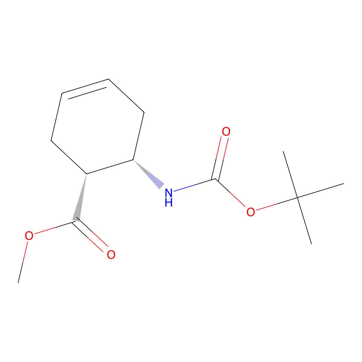 (1R,6S)-rel-Methyl 6-((tert-butoxycarbonyl)amino)cyclohex-3-enecarboxylate molecular structure, CAS 836607-50-2