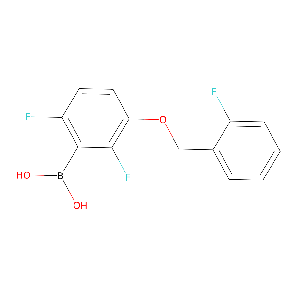 (2,6-Difluoro-3-((2-fluorobenzyl)oxy)phenyl)boronic acid molecular structure, CAS 836615-83-9