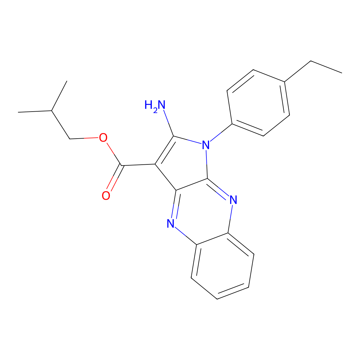 2-Methylpropyl 2-amino-1-(4-ethylphenyl)pyrrolo[3,2-b]quinoxaline-3-carboxylate molecular structure, CAS 836624-49-8