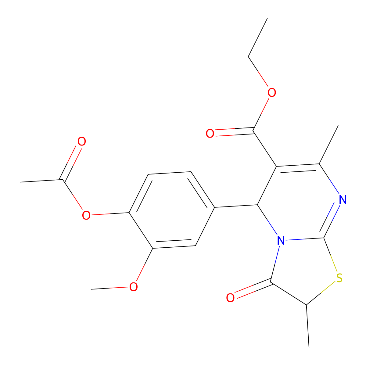 5-(4-acetyloxy-3-methoxyphenyl)-2,7-dimethyl-3-oxo-5H-thiazolo[3,2-a]pyrimidine-6-carboxylic acid ethyl ester molecular structure, CAS 836624-79-4