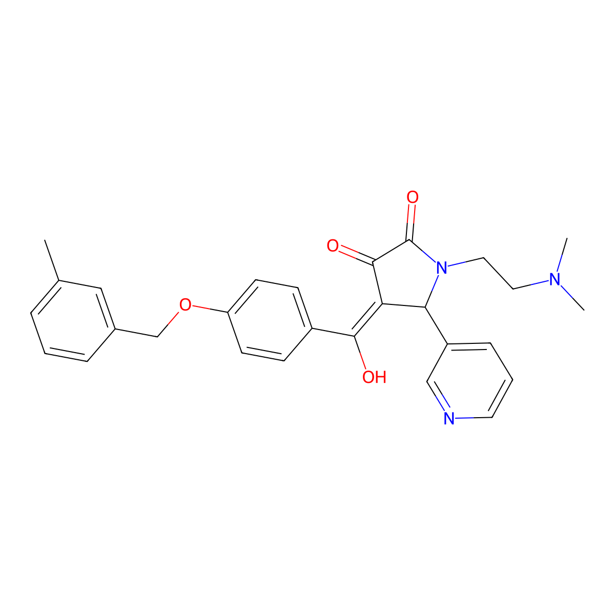 1-[2-(dimethylamino)ethyl]-3-hydroxy-4-{4-[(3-methylphenyl)methoxy]benzoyl}-5-(pyridin-3-yl)-2,5-dihydro-1H-pyrrol-2-one molecular structure, CAS 836624-88-5