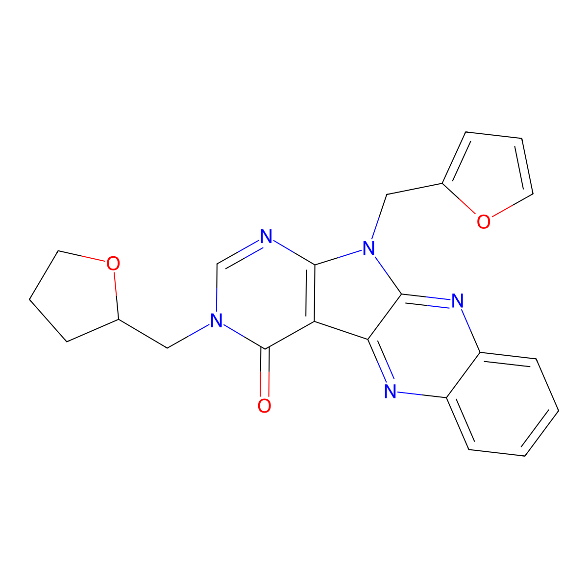 11-(furan-2-ylmethyl)-3-((tetrahydrofuran-2-yl)methyl)-3H-pyrimido[5',4':4,5]pyrrolo[2,3-b]quinoxalin-4(11H)-one molecular structure, CAS 836625-50-4