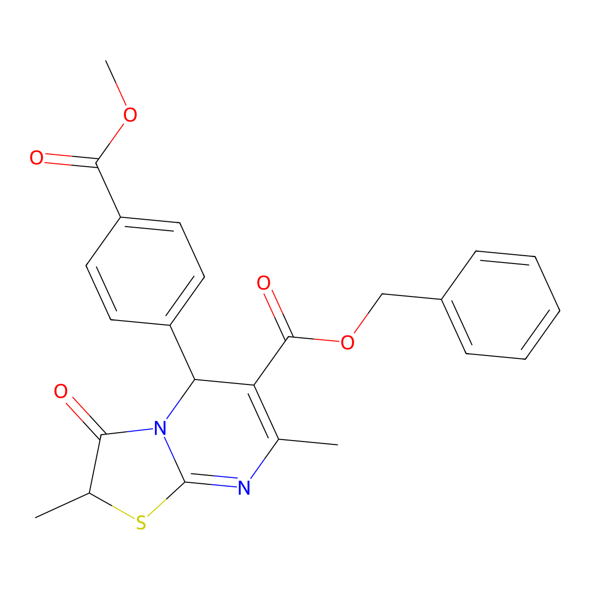 benzyl 5-[4-(methoxycarbonyl)phenyl]-2,7-dimethyl-3-oxo-2,3-dihydro-5H-[1,3]thiazolo[3,2-a]pyrimidine-6-carboxylate molecular structure, CAS 836626-31-4