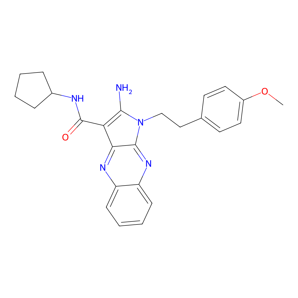 2-amino-N-cyclopentyl-1-[2-(4-methoxyphenyl)ethyl]pyrrolo[3,2-b]quinoxaline-3-carboxamide molecular structure, CAS 836626-80-3