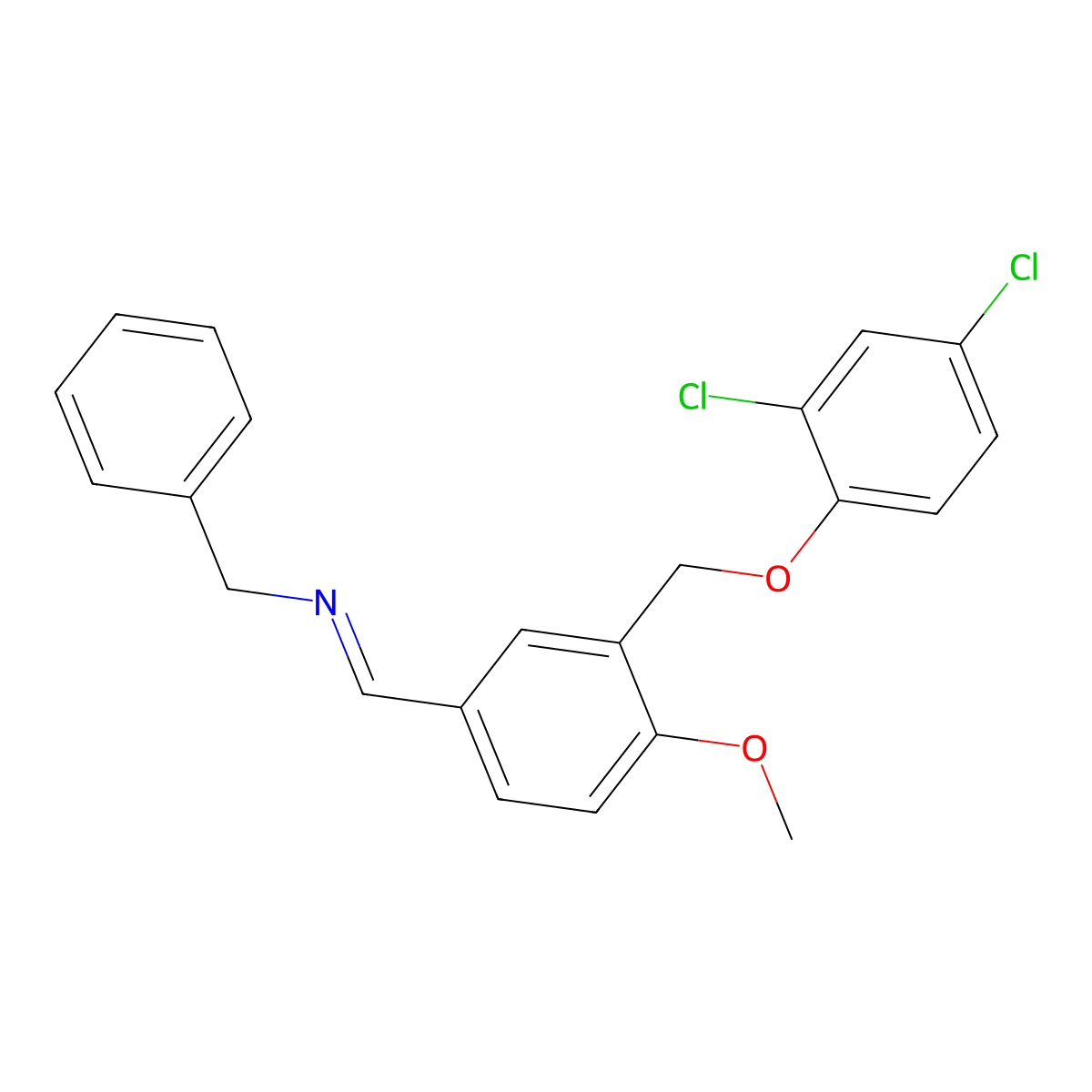 (E)-N-(3-((2,4-dichlorophenoxy)methyl)-4-methoxybenzylidene)-1-phenylmethanamine molecular structure, CAS 836630-69-4