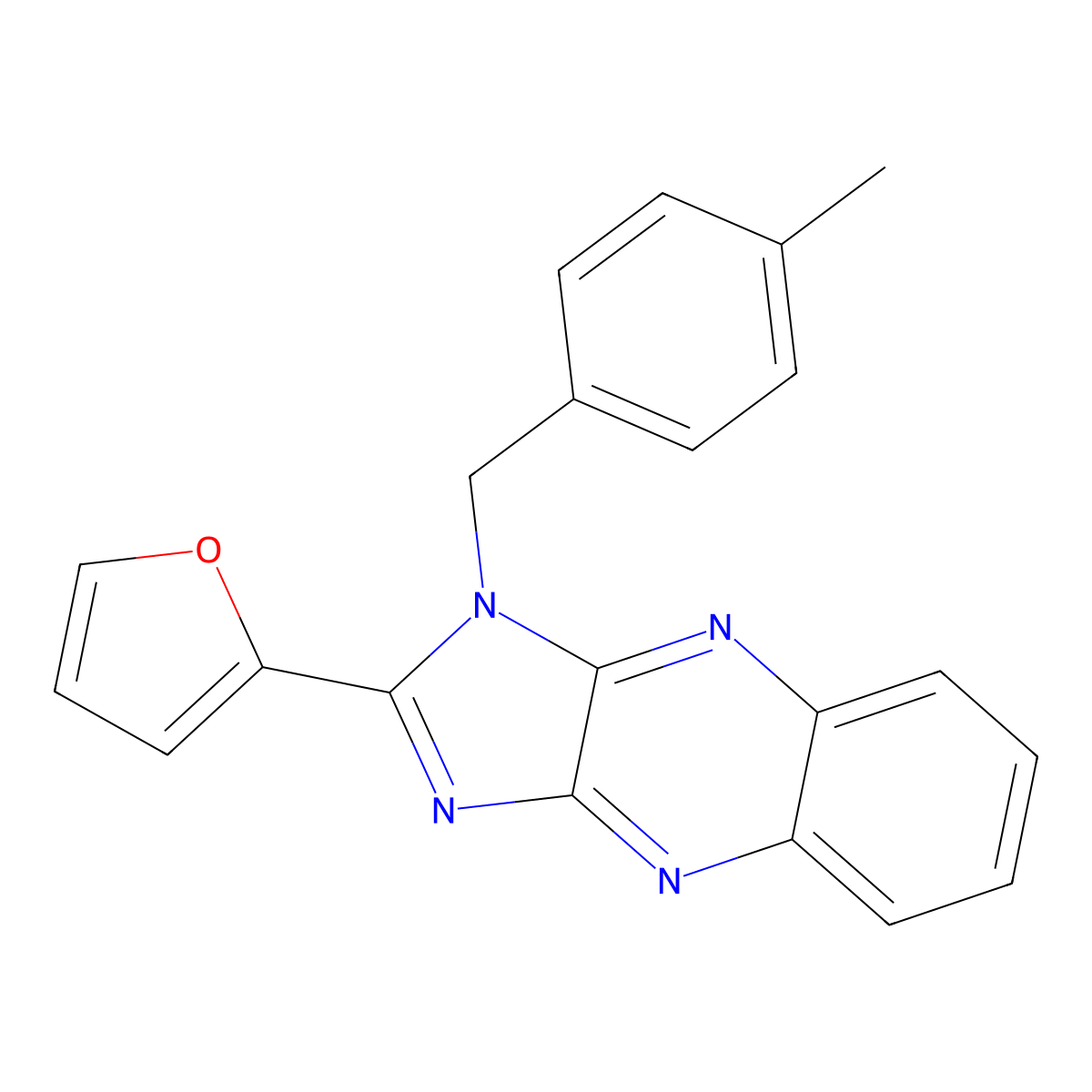 2-(furan-2-yl)-1-(4-methylbenzyl)-1H-imidazo[4,5-b]quinoxaline molecular structure, CAS 836631-74-4